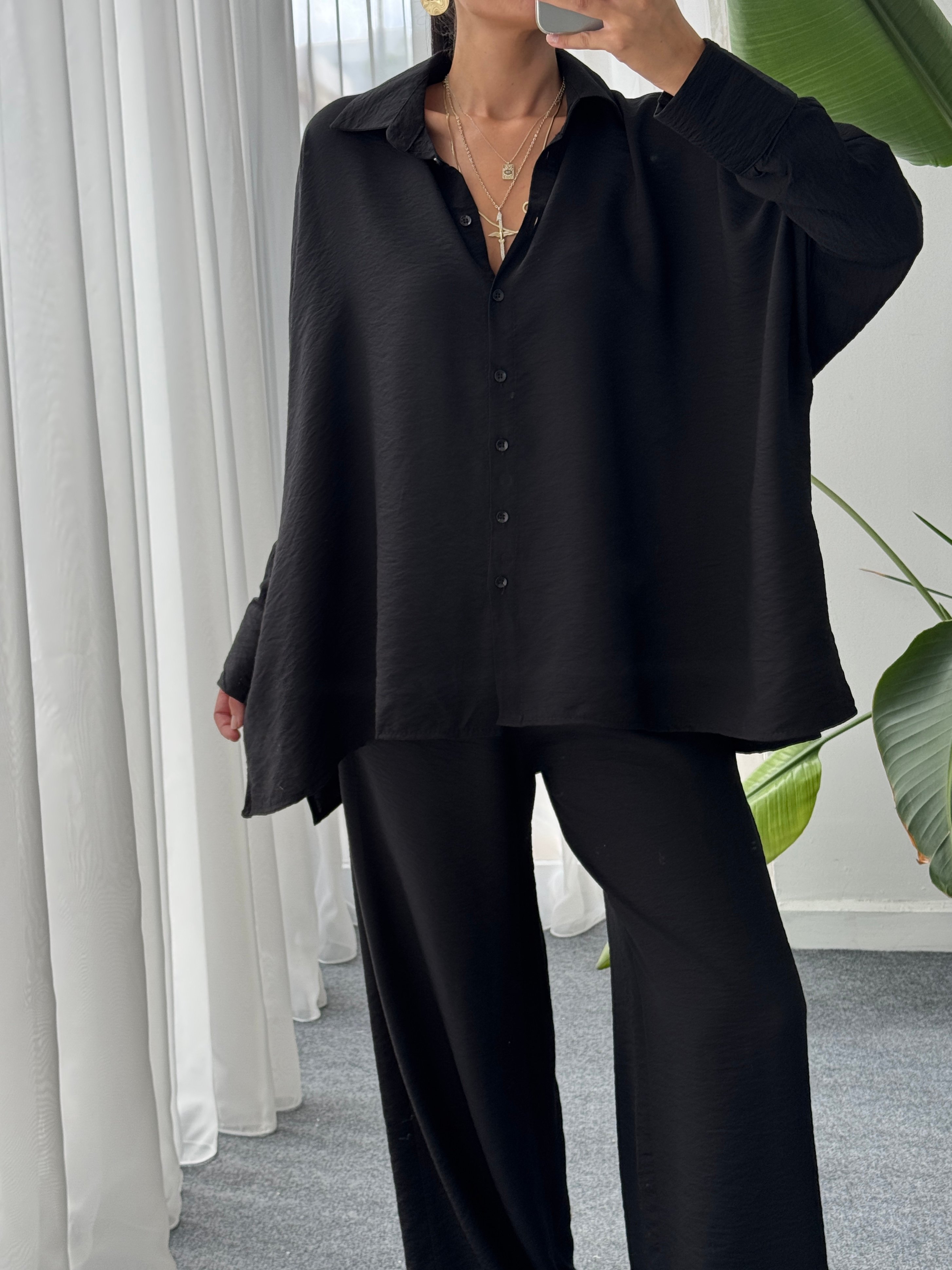 Gömlek Pantalon Takım -  Siyah