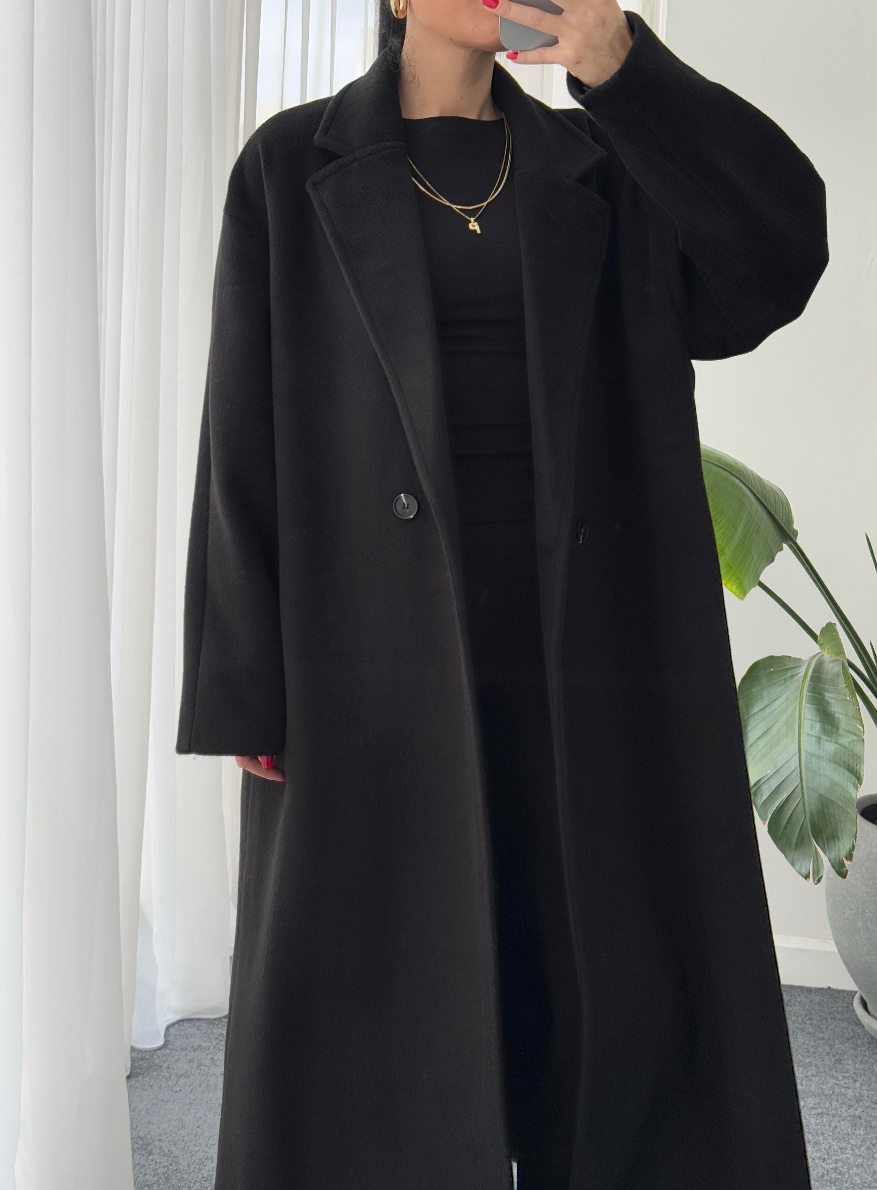 Oversize Cepli Kaşe Kaban