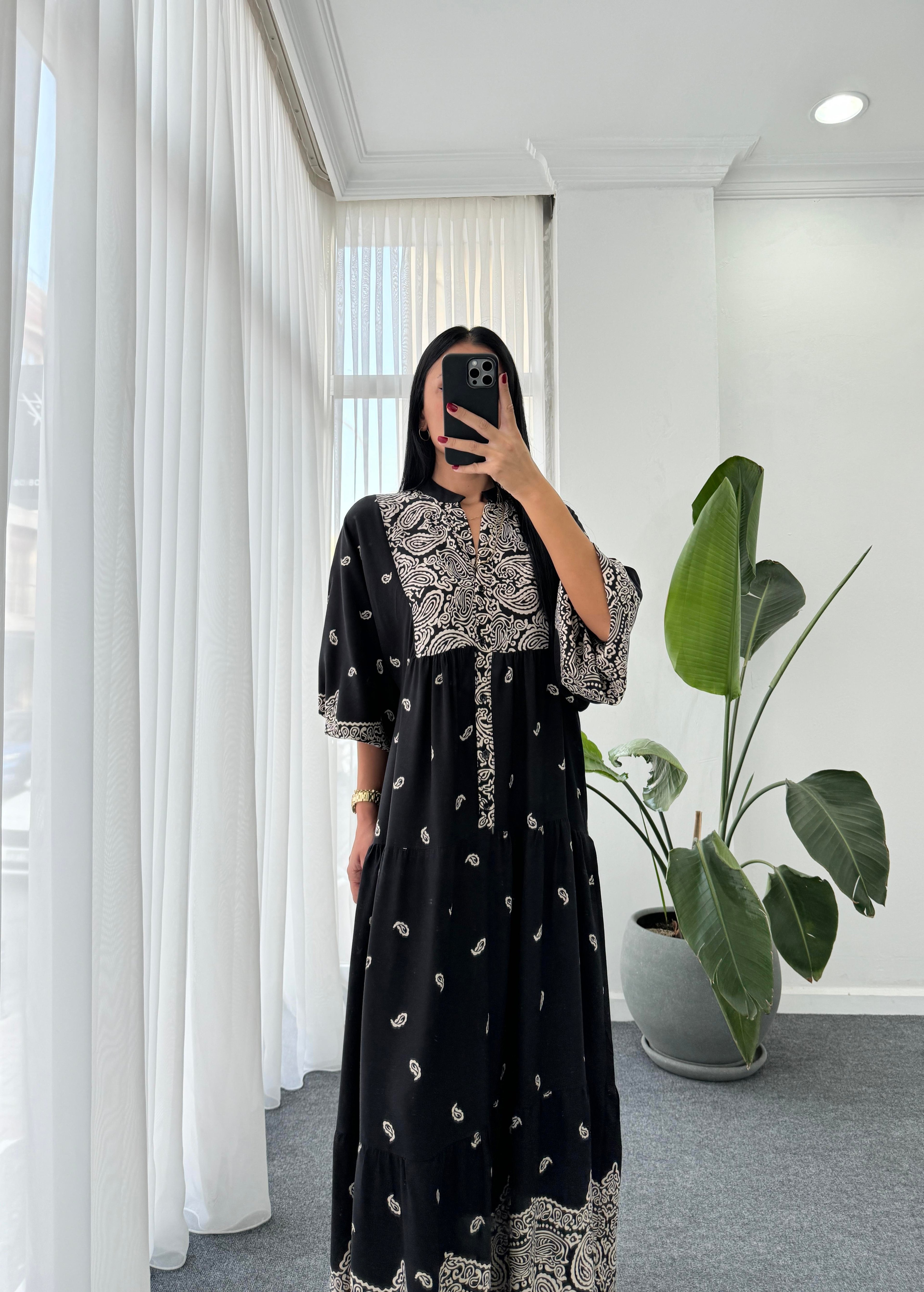 Oversize Desenli Elbise