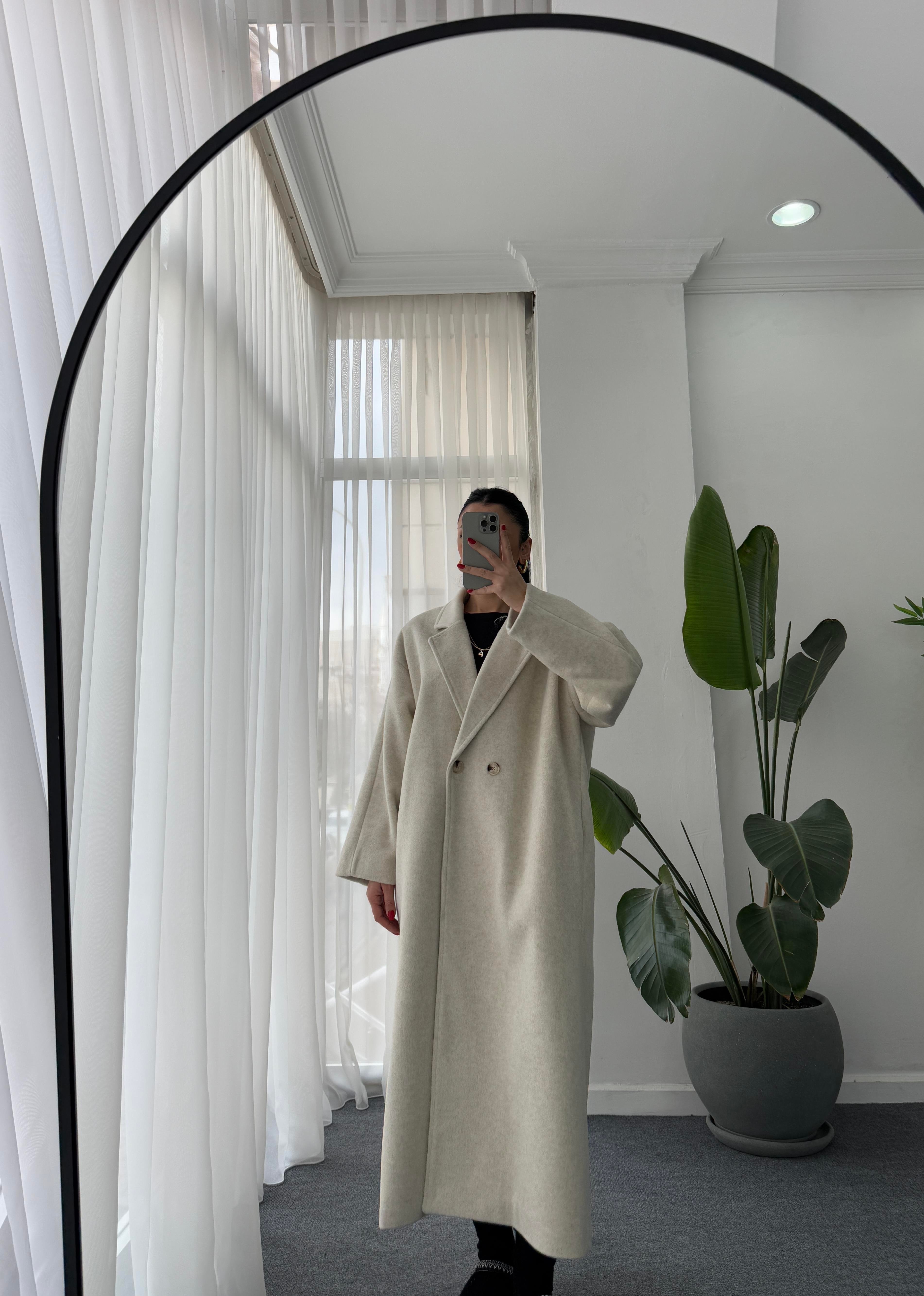 Oversize Cepli Kaşe Kaban