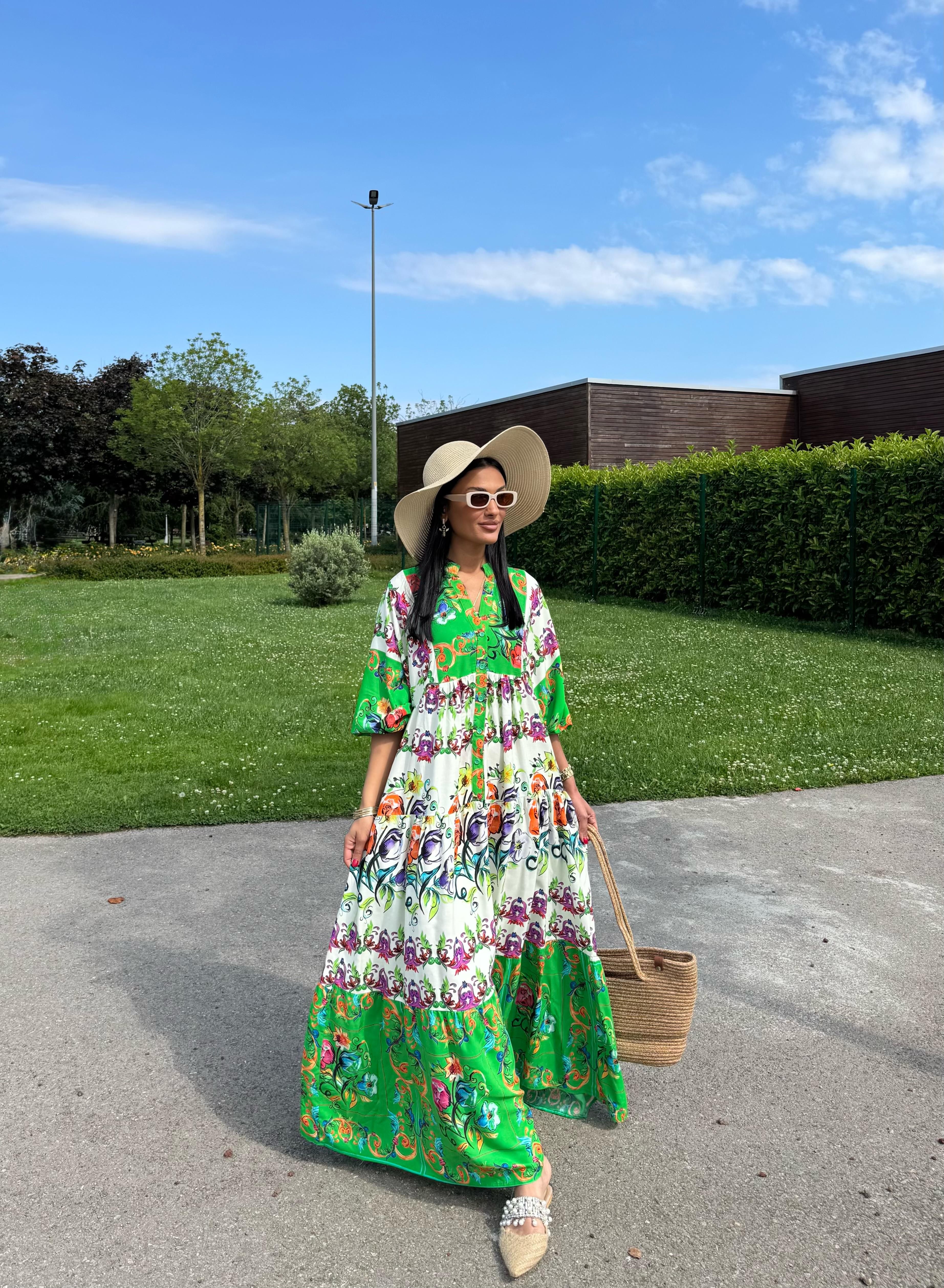 Etnik Desen Oversize Elbise