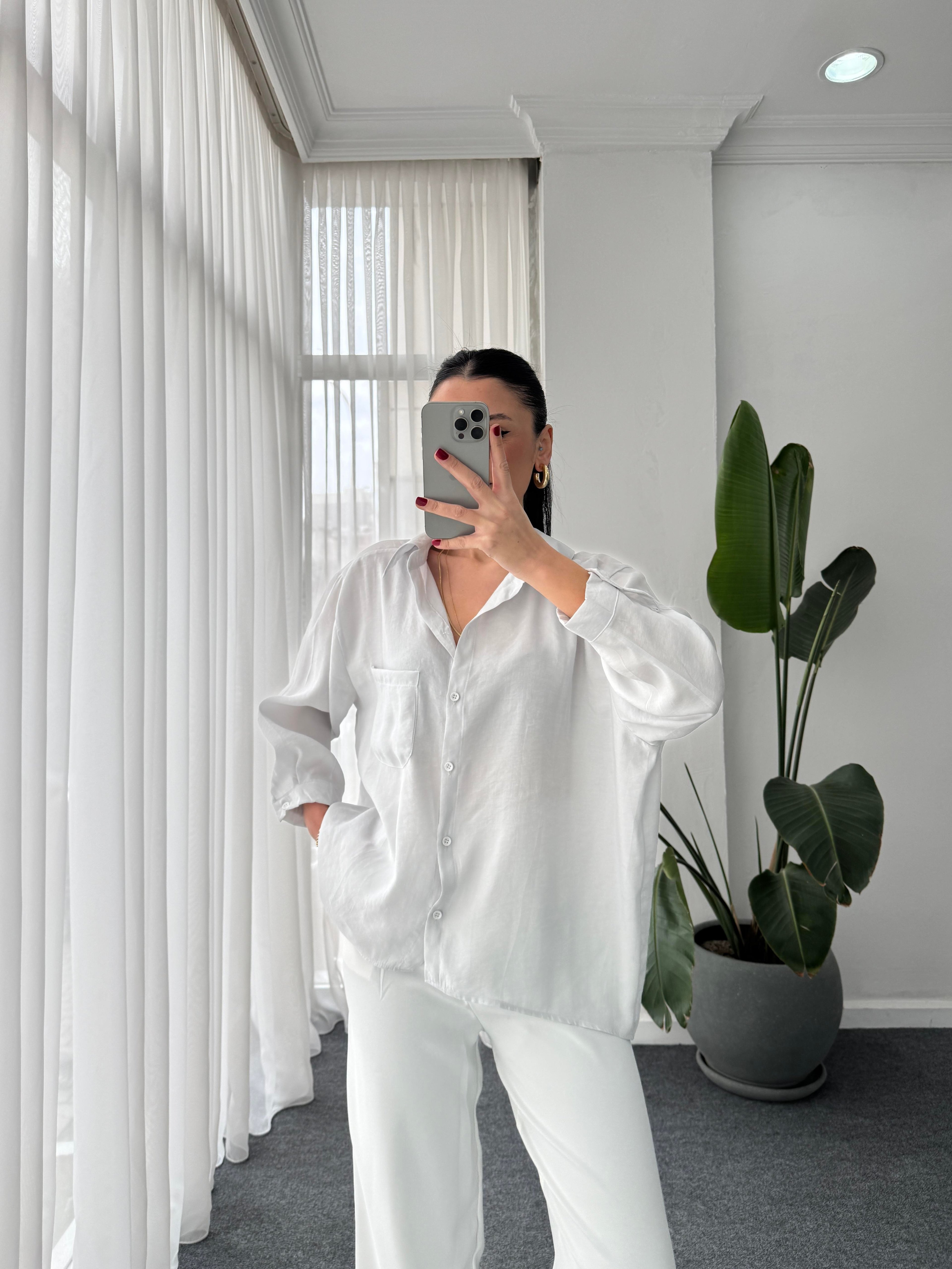 Tek Cep Oversize Gömlek