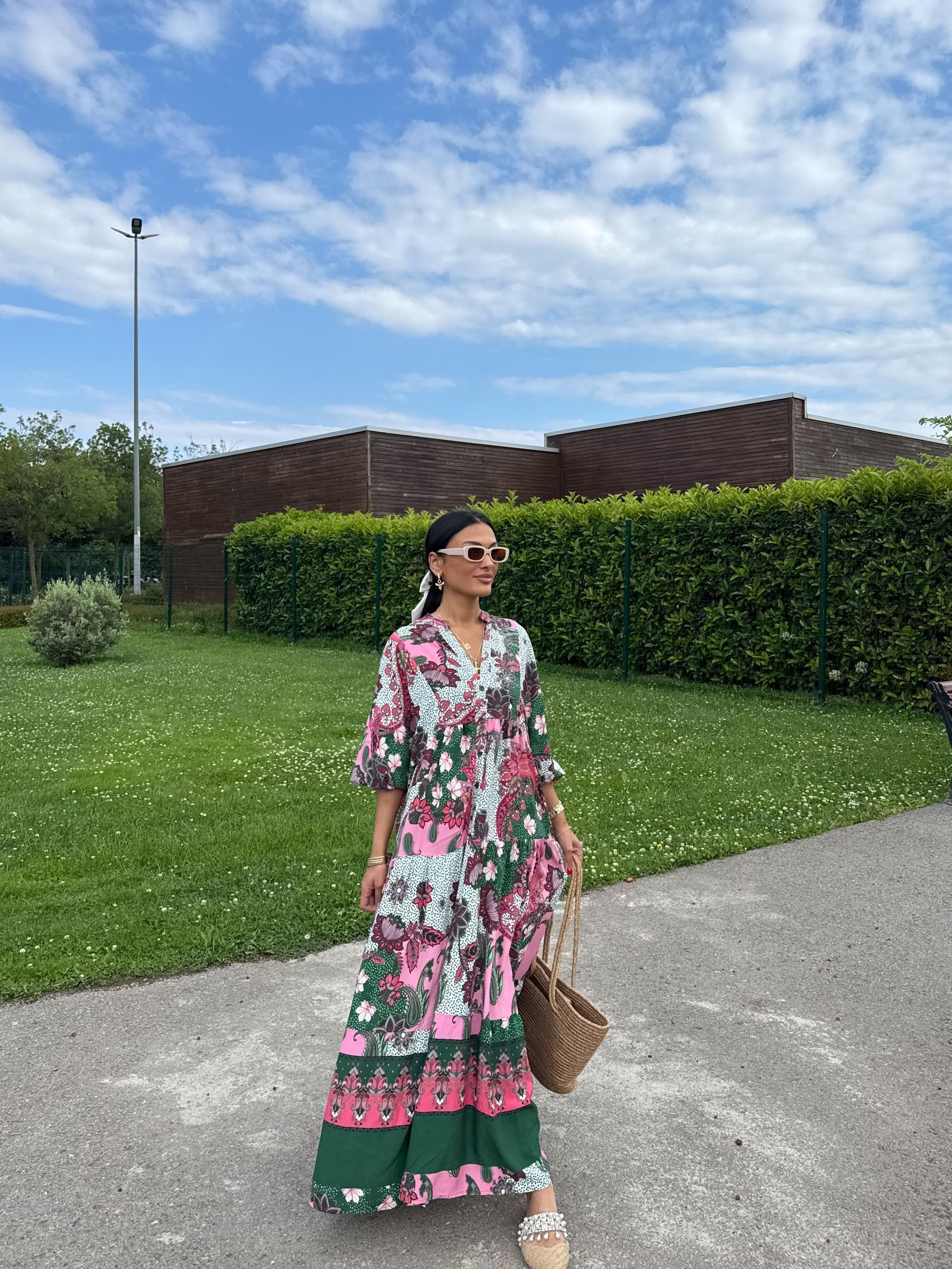 Etnik Desen Oversize Elbise
