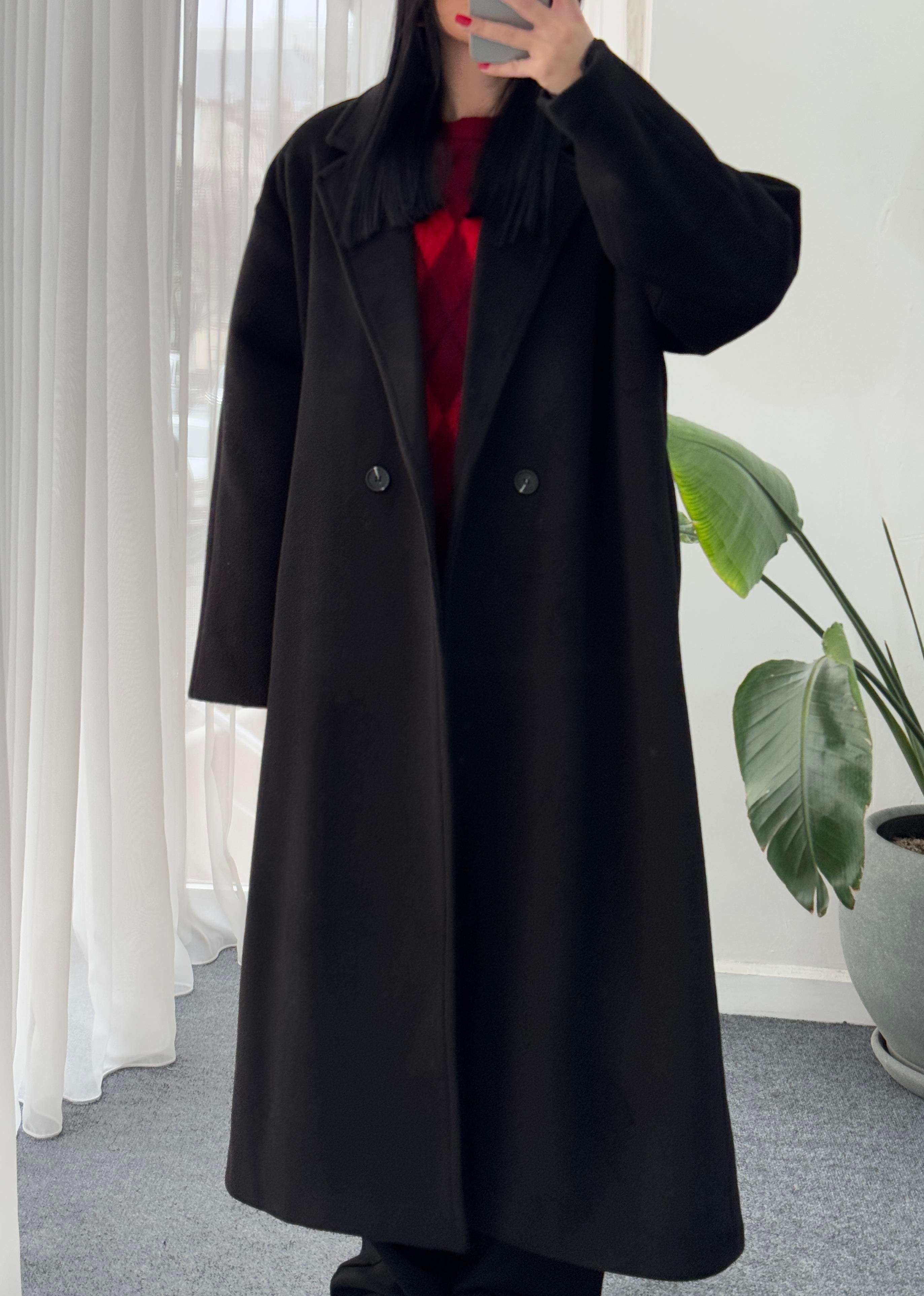 Oversize Cepli Kaşe Kaban