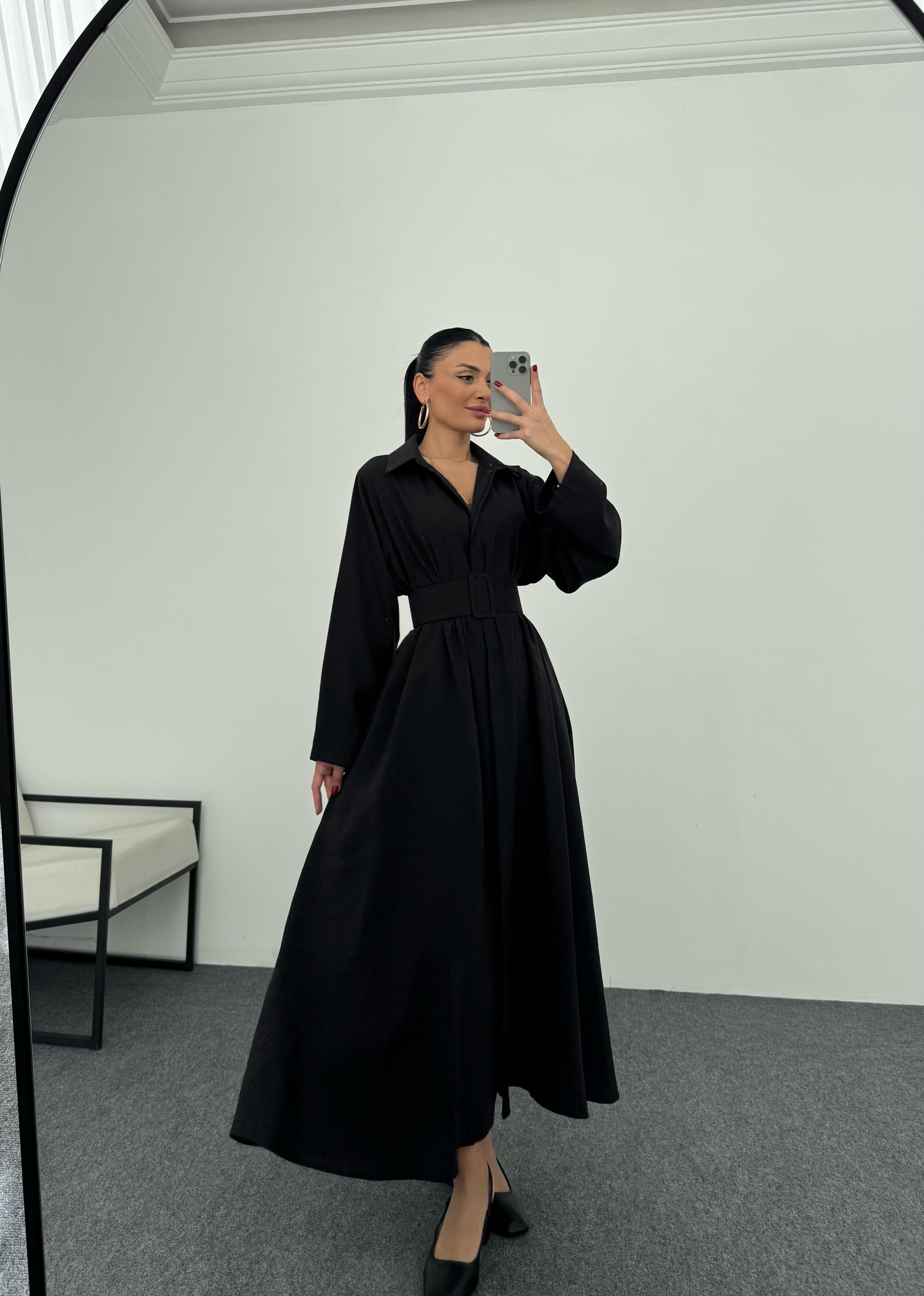 Oversize Kemerli Gömlek Elbise