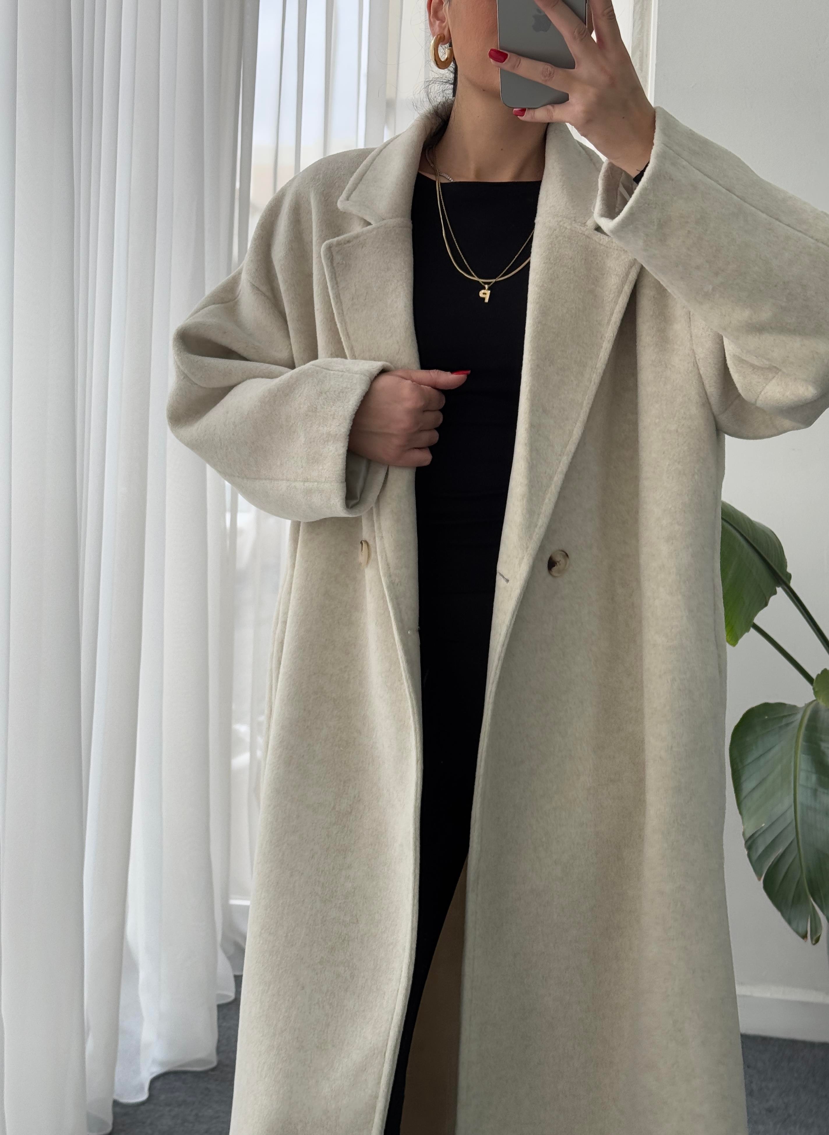 Oversize Cepli Kaşe Kaban