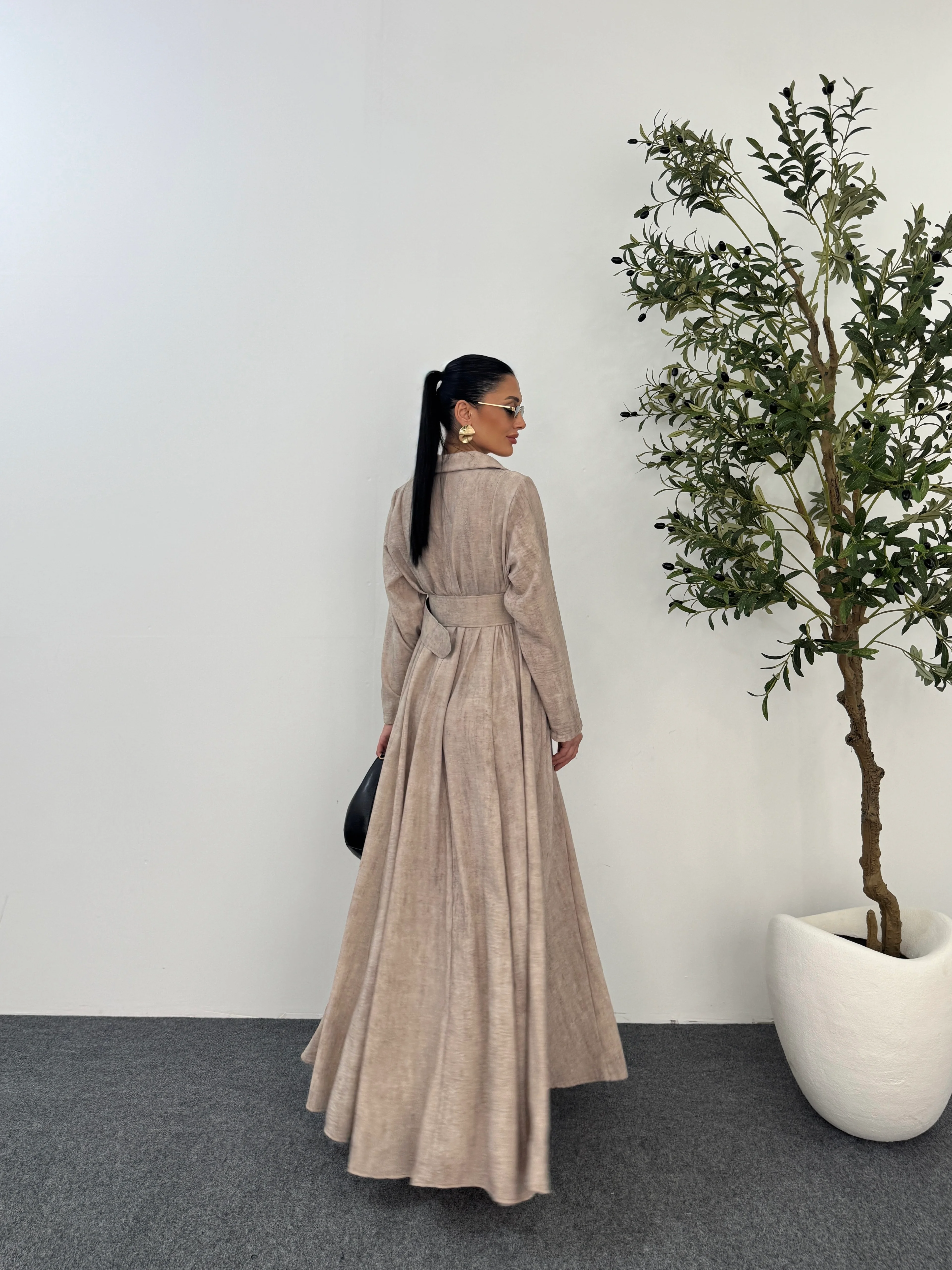 Gömlek Yaka Kemerli Elbise  