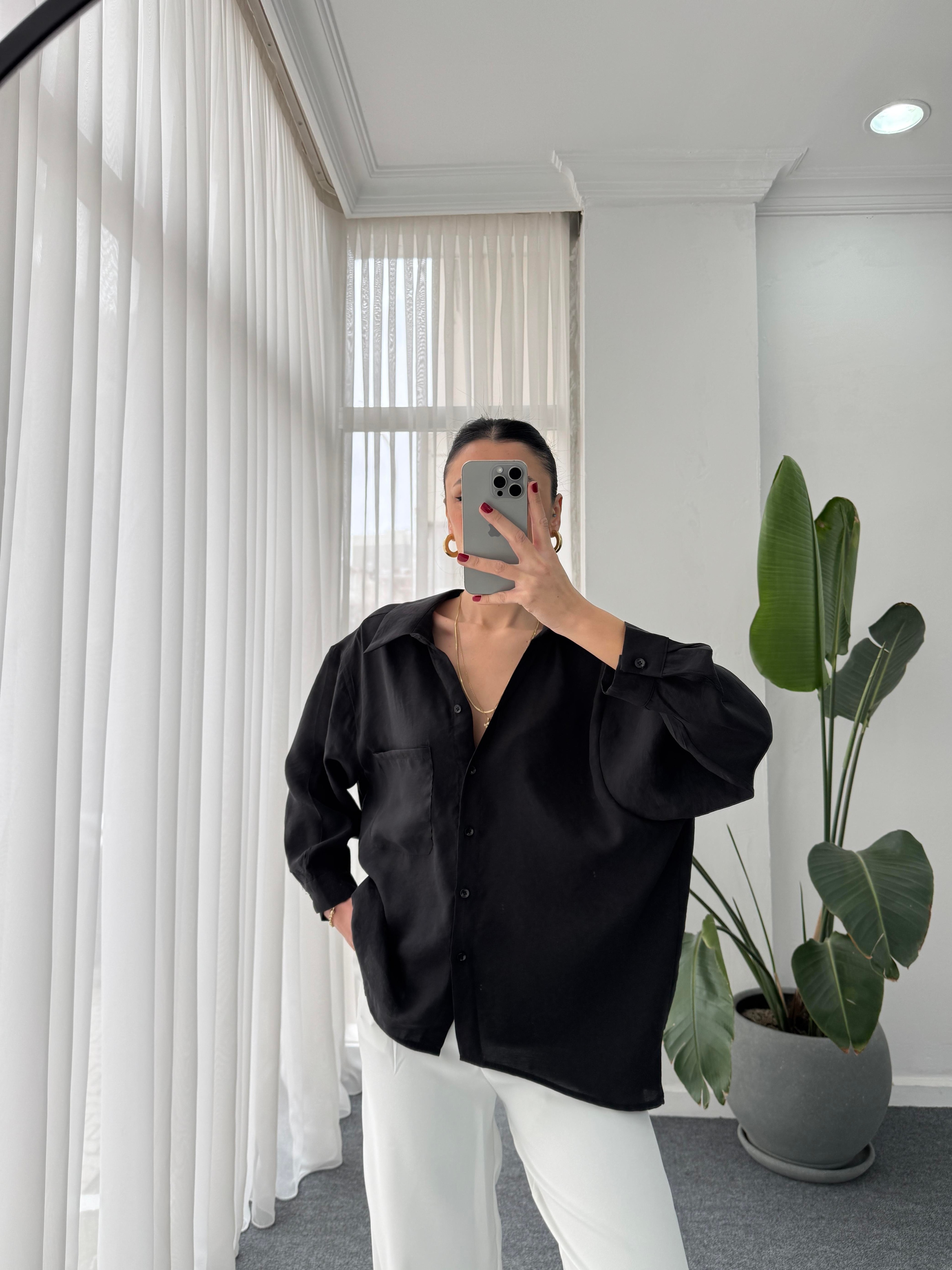 Tek Cep Oversize Gömlek