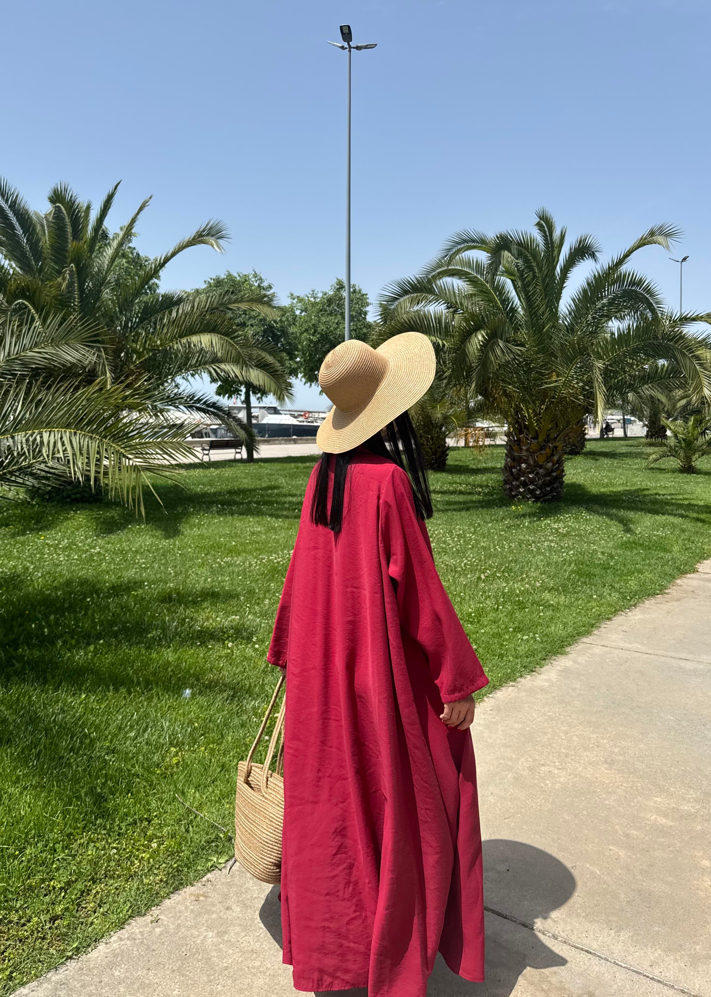 Hakim Yaka Oversize Kemerli Elbise