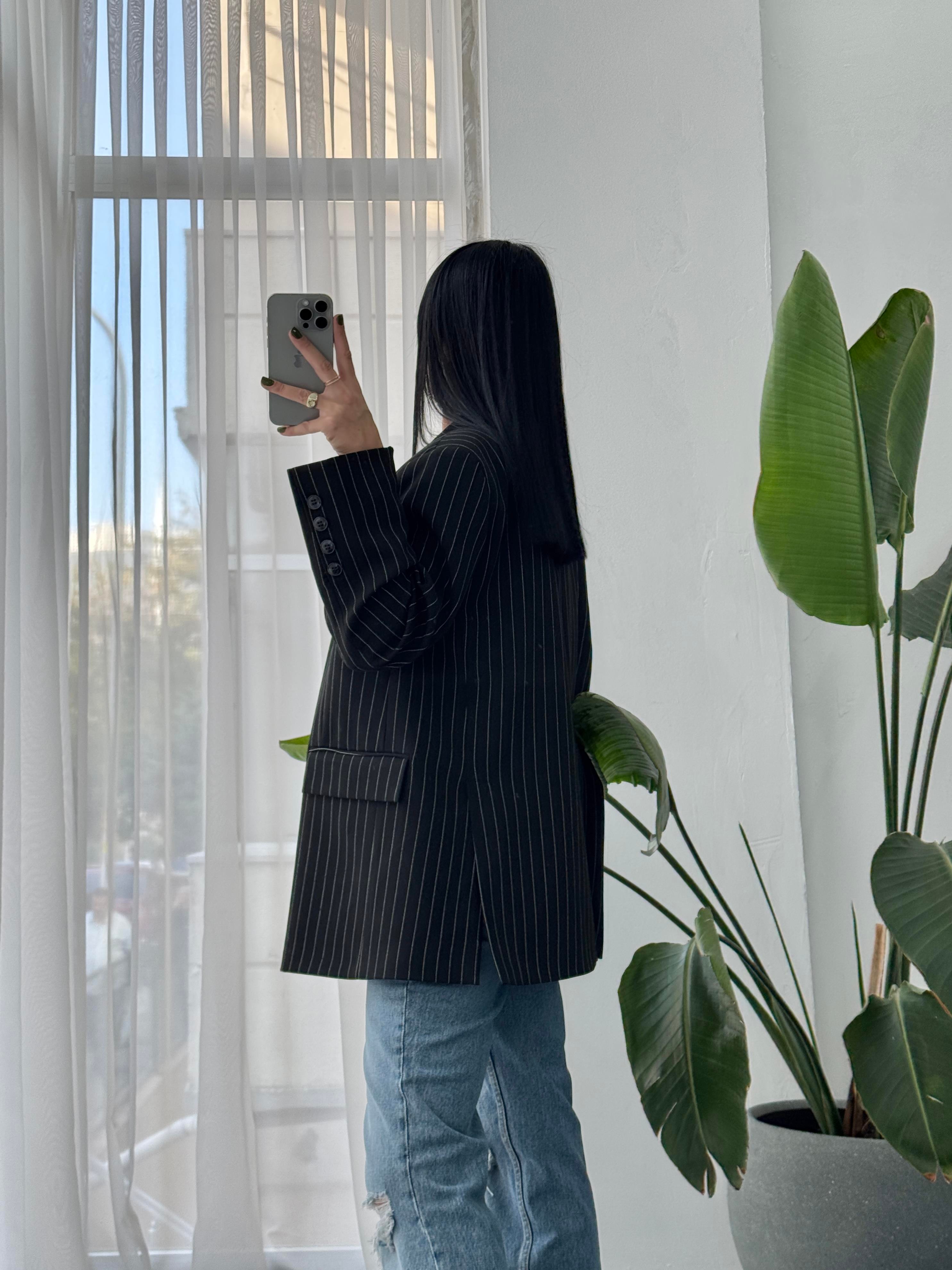 Çizgili Oversize Ceket