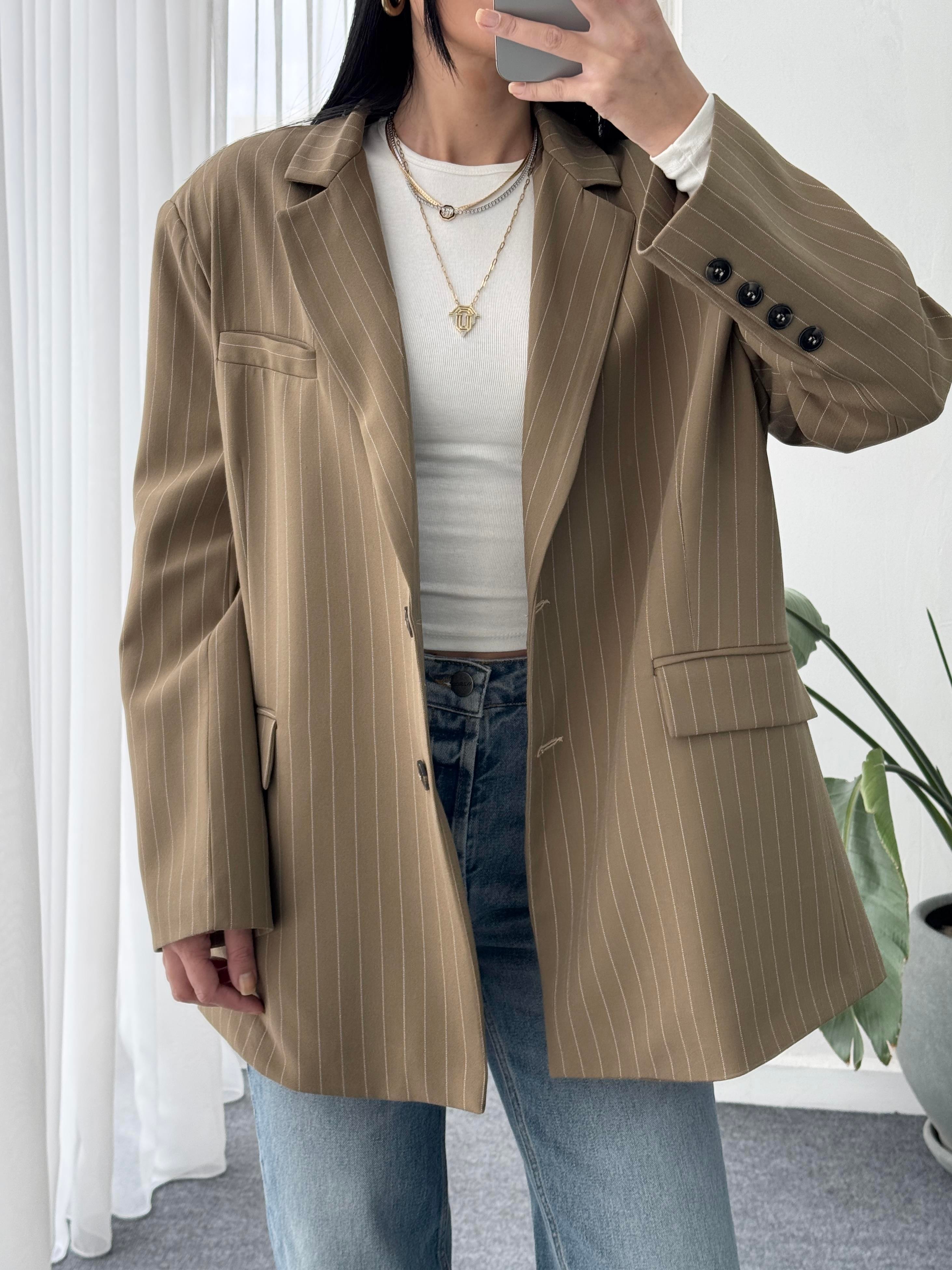 Çizgili Oversize Ceket