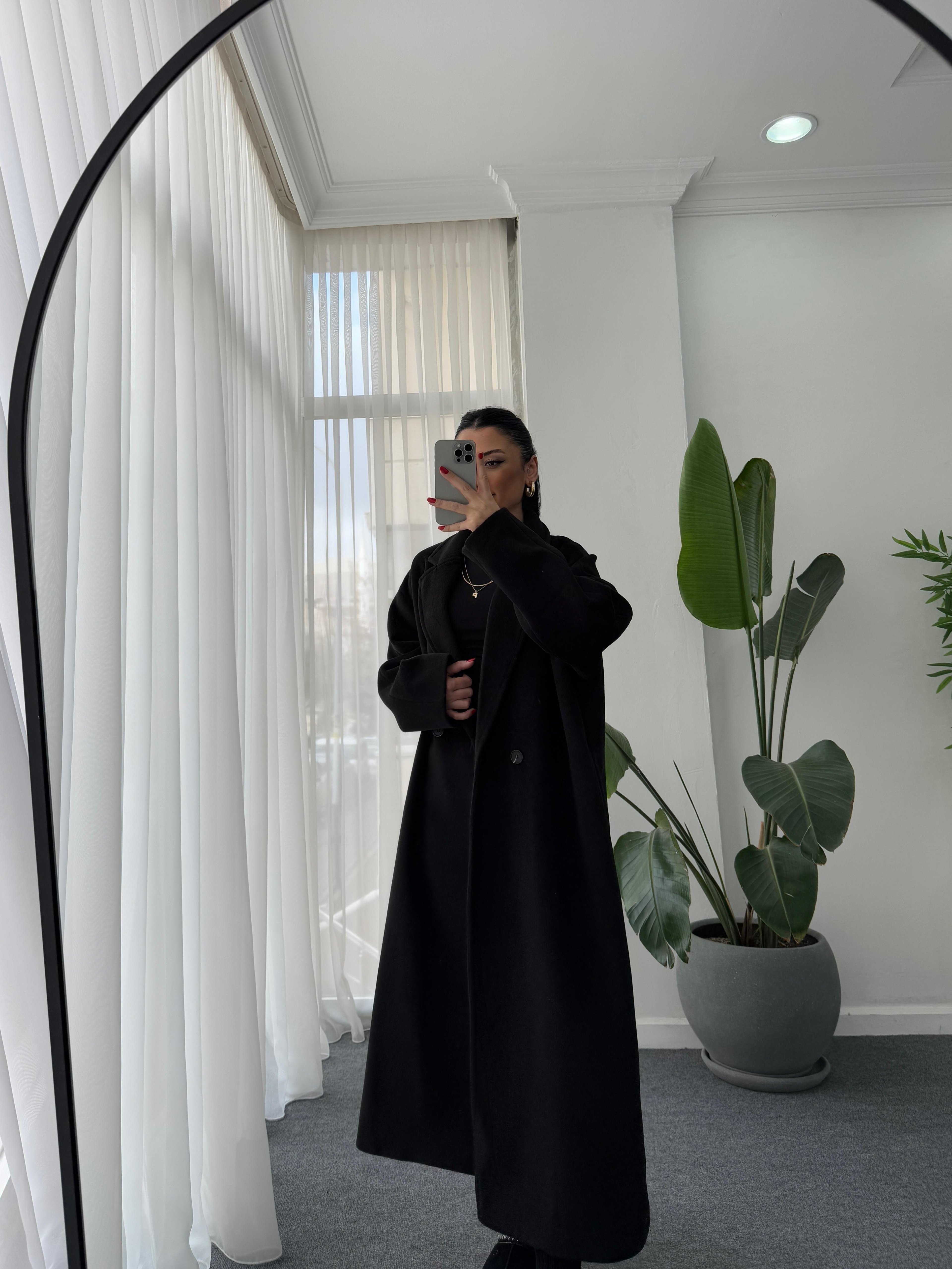 Oversize Cepli Kaşe Kaban