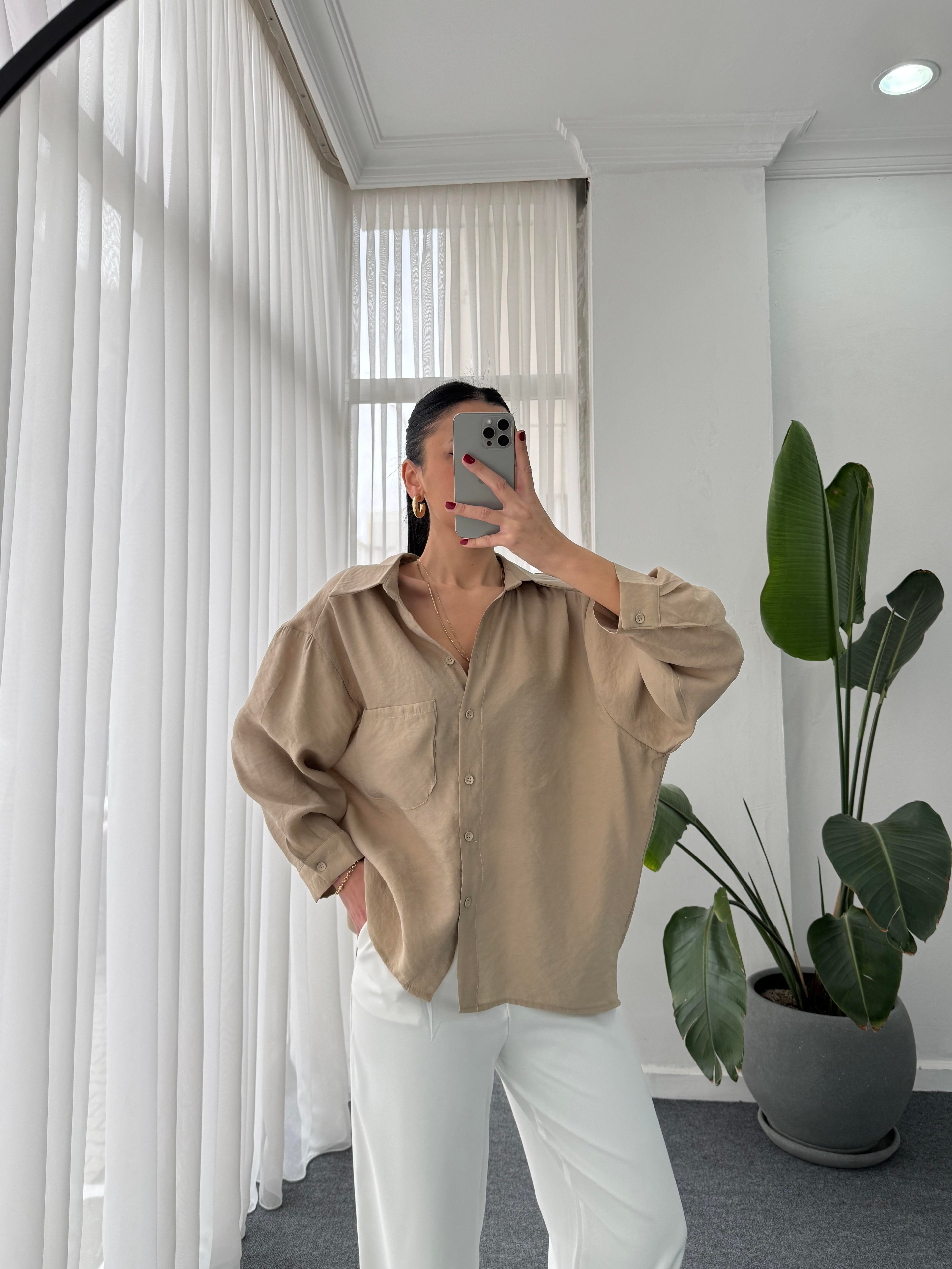 Tek Cep Oversize Gömlek