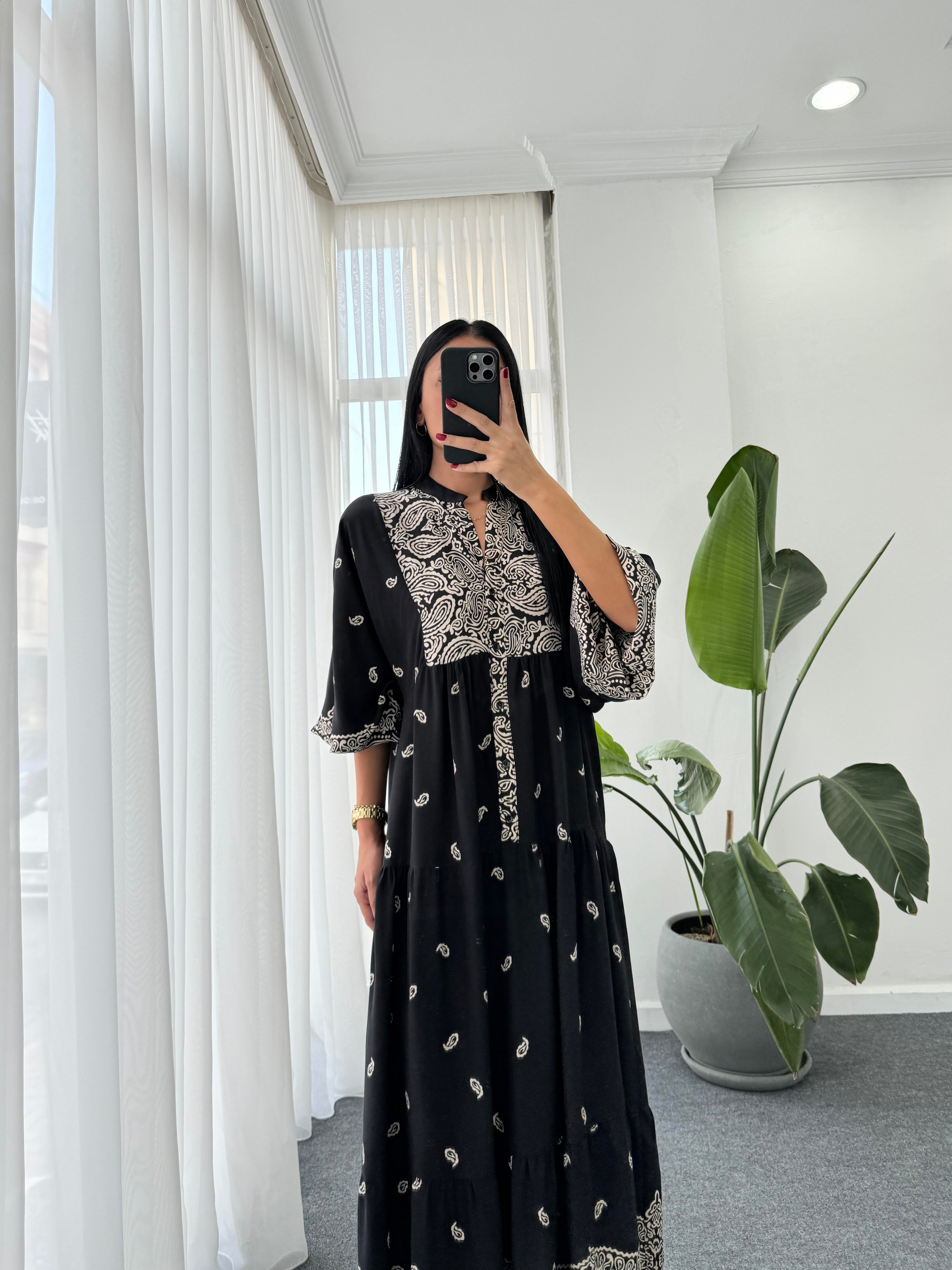 Oversize Desenli Elbise