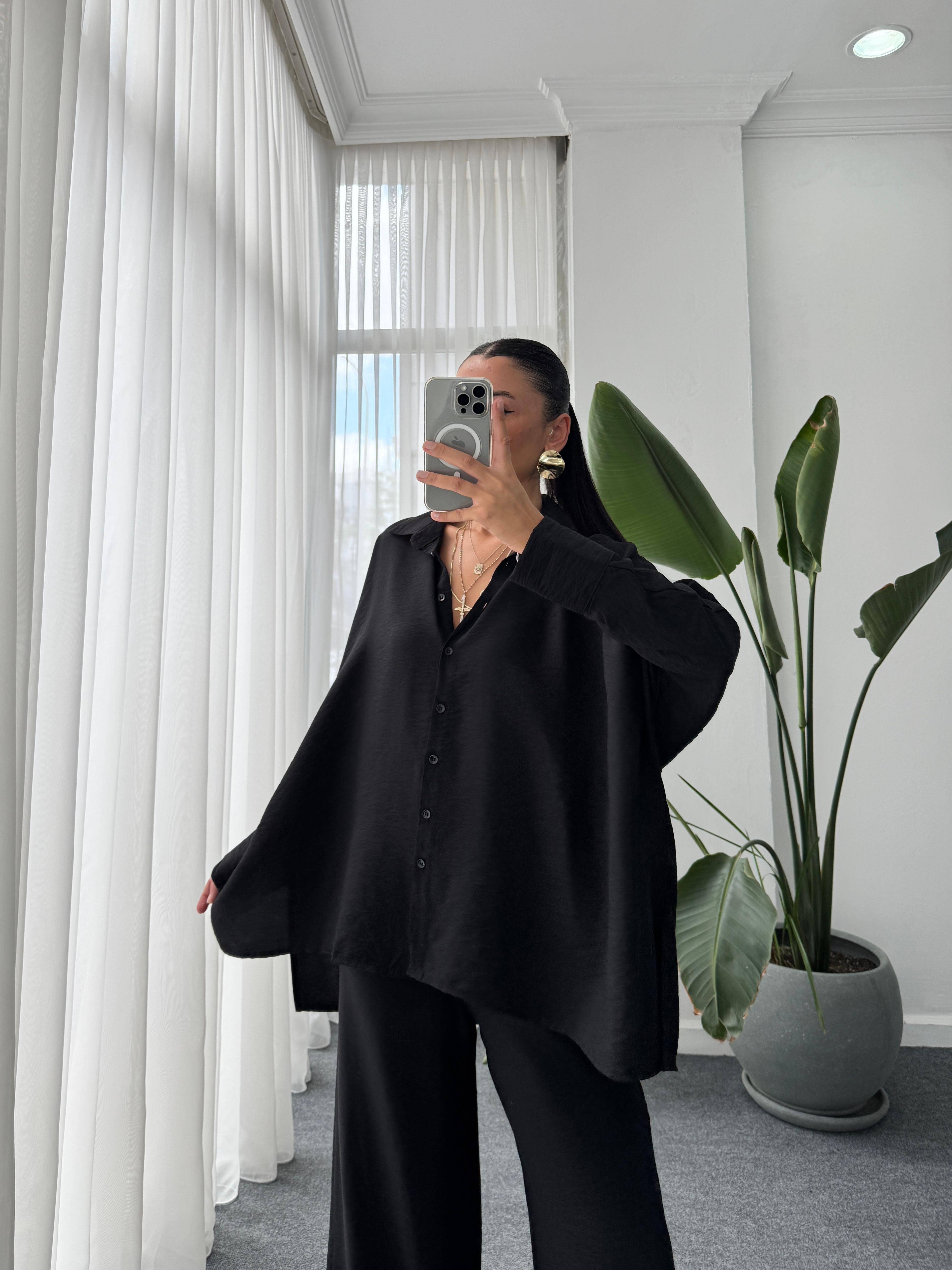 Gömlek Pantalon Takım -  Siyah