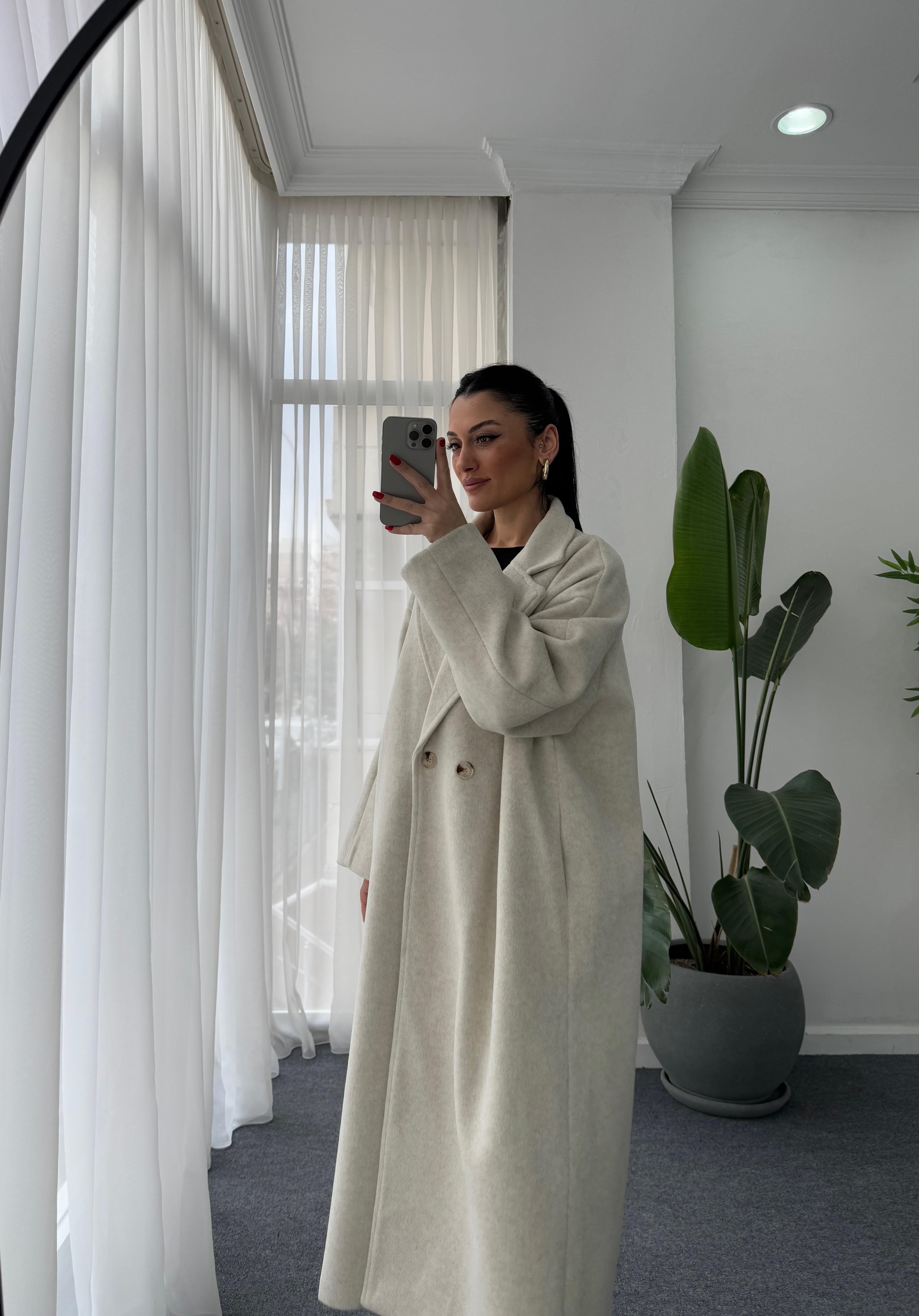 Oversize Cepli Kaşe Kaban