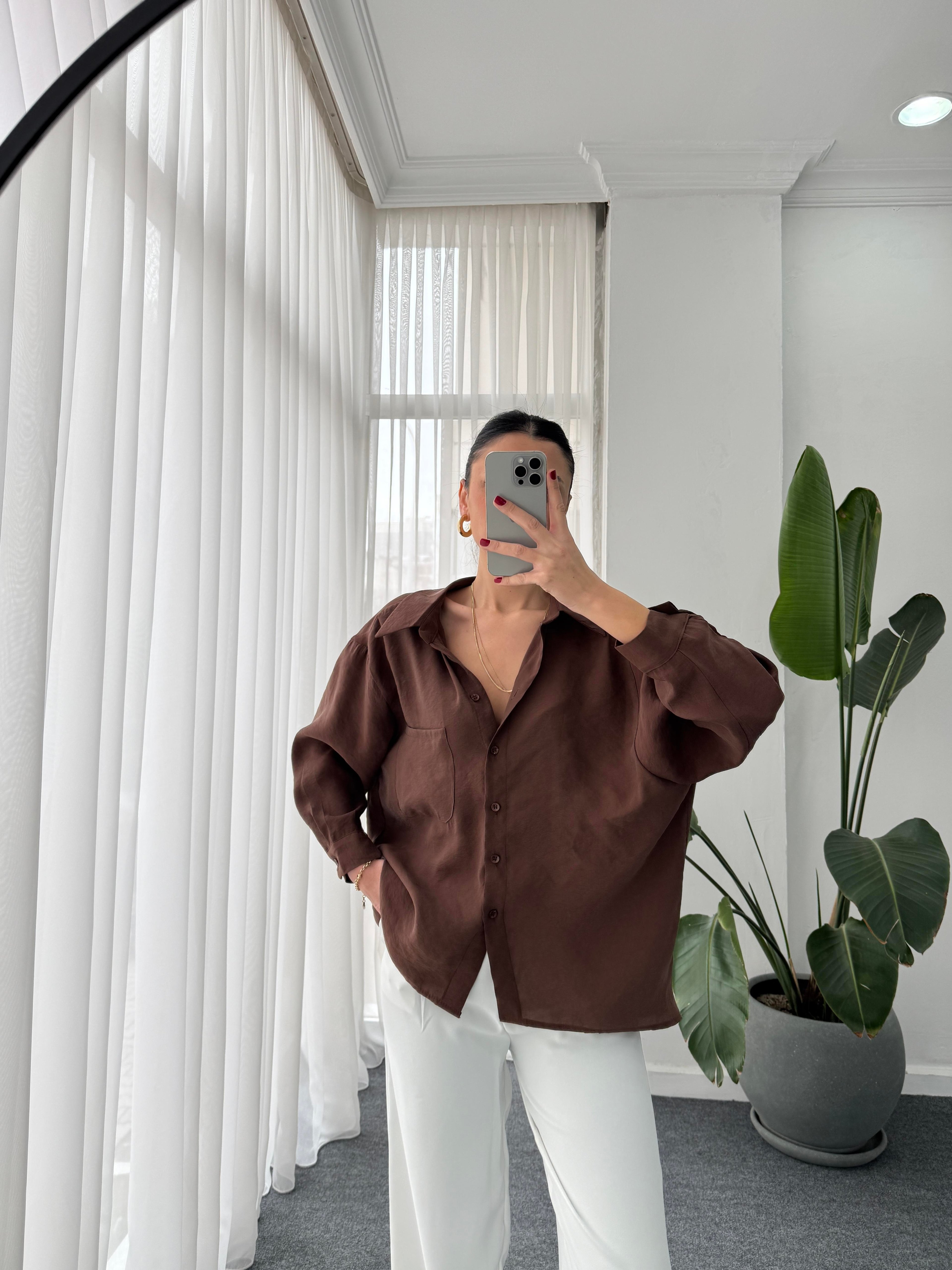 Tek Cep Oversize Gömlek