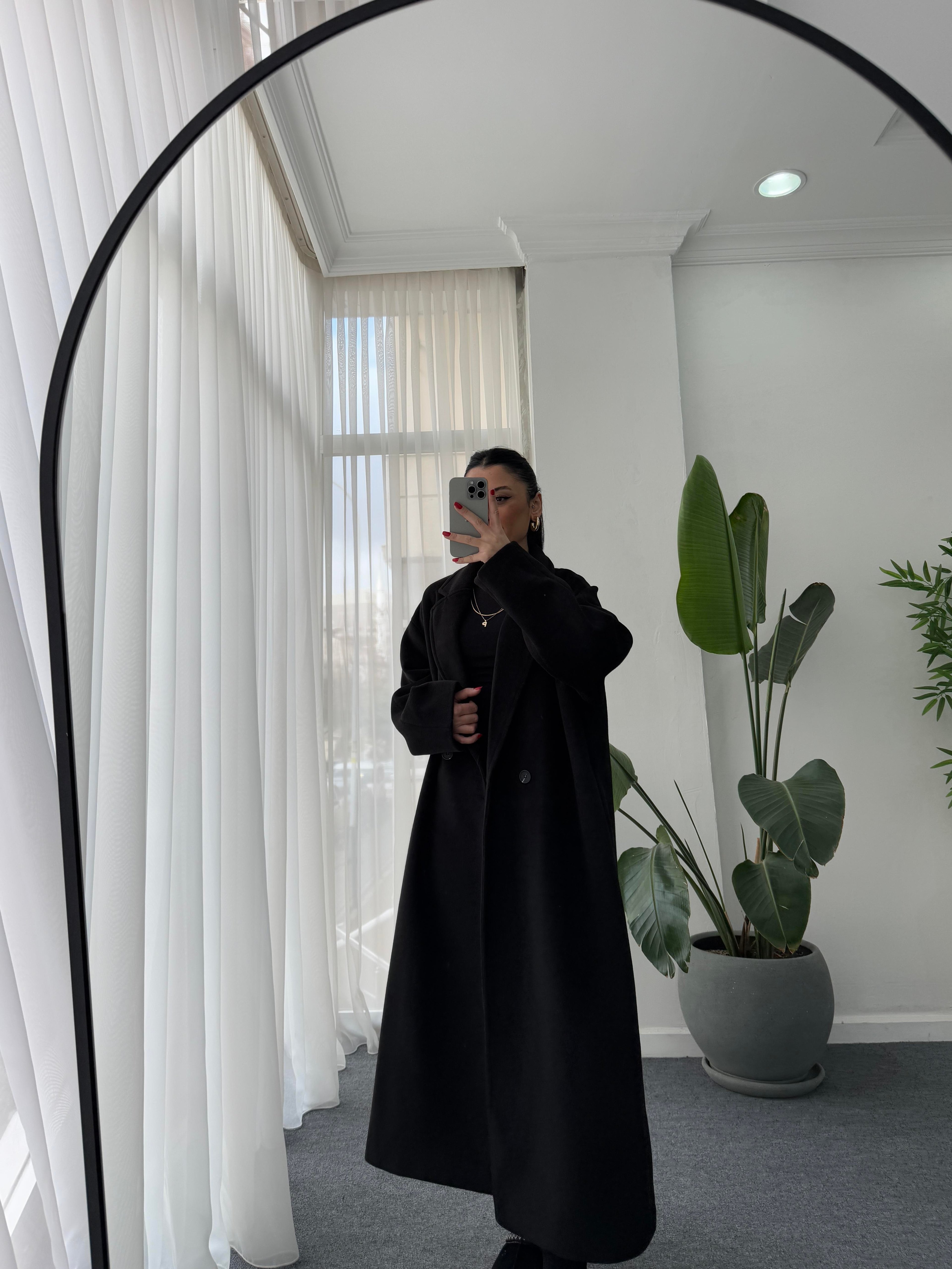 Oversize Cepli Kaşe Kaban
