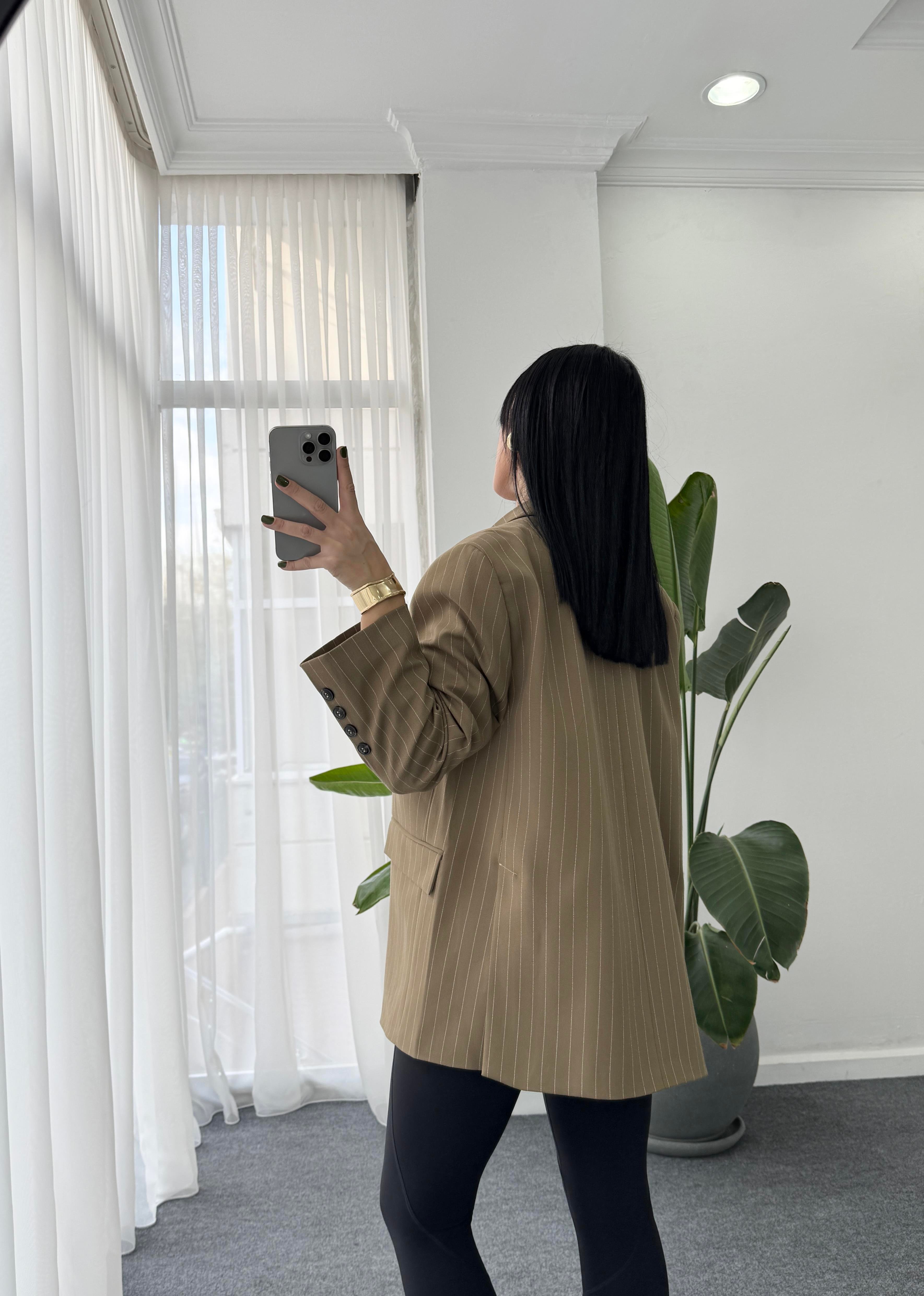 Çizgili Oversize Ceket