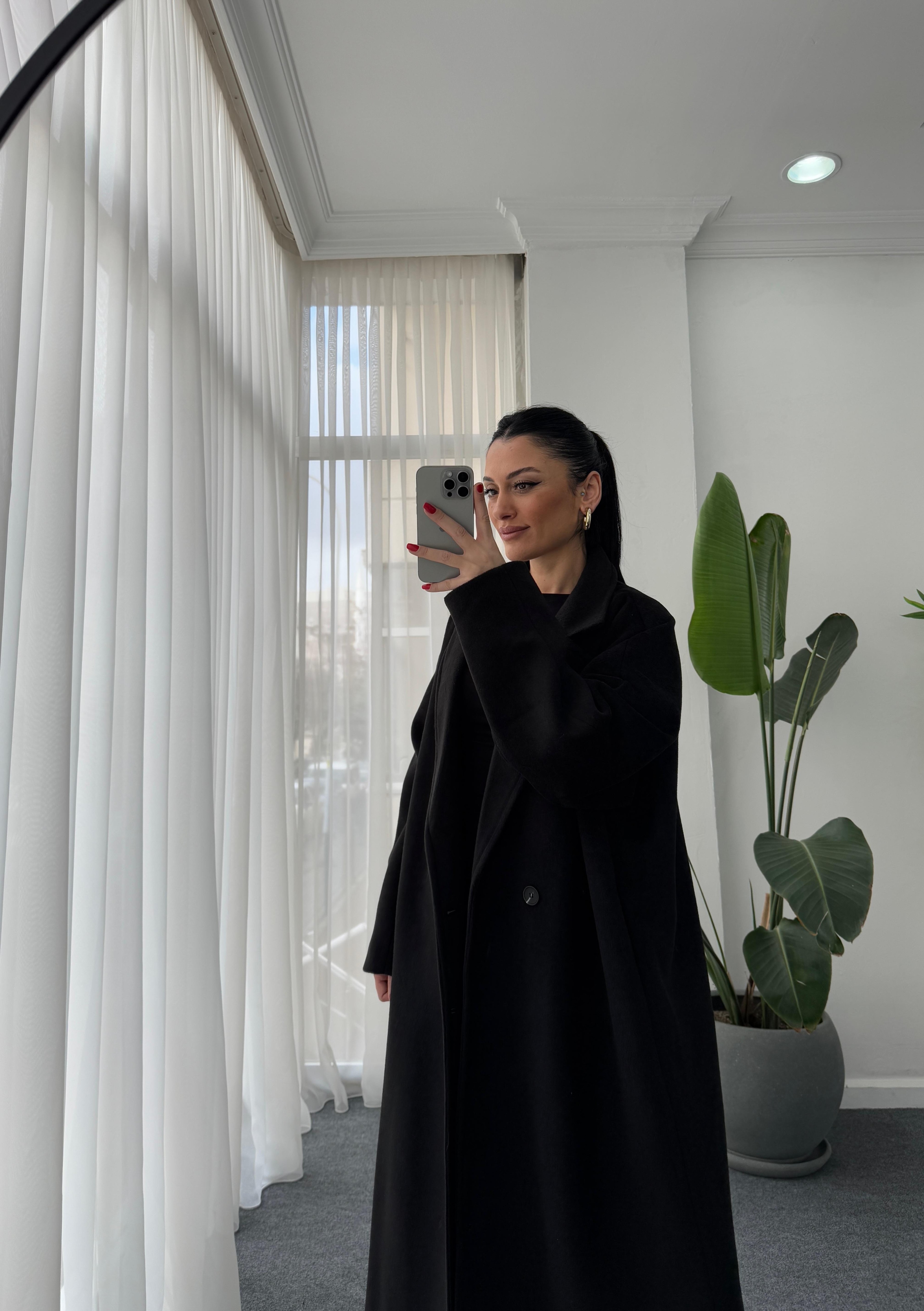 Oversize Cepli Kaşe Kaban