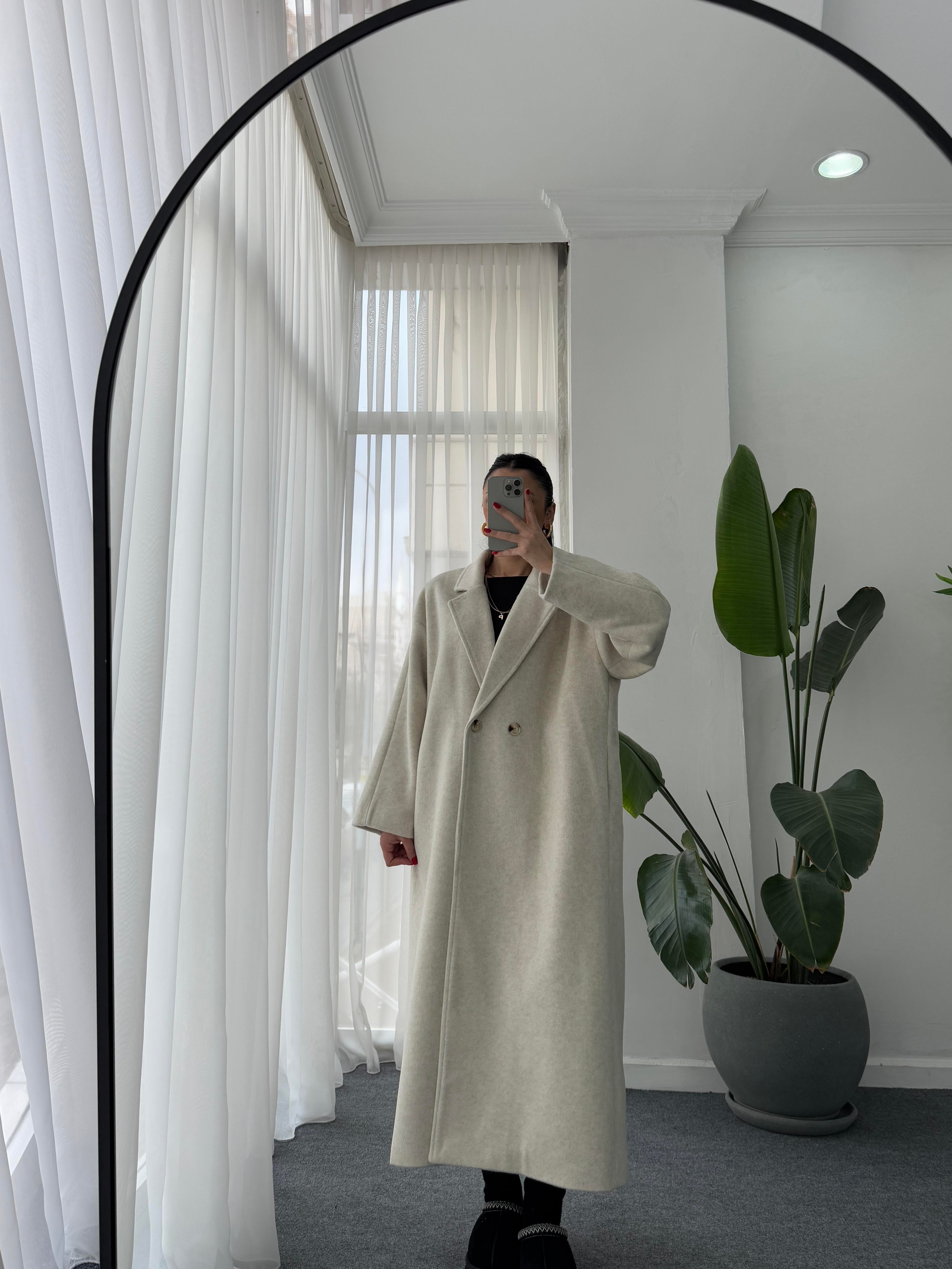 Oversize Cepli Kaşe Kaban