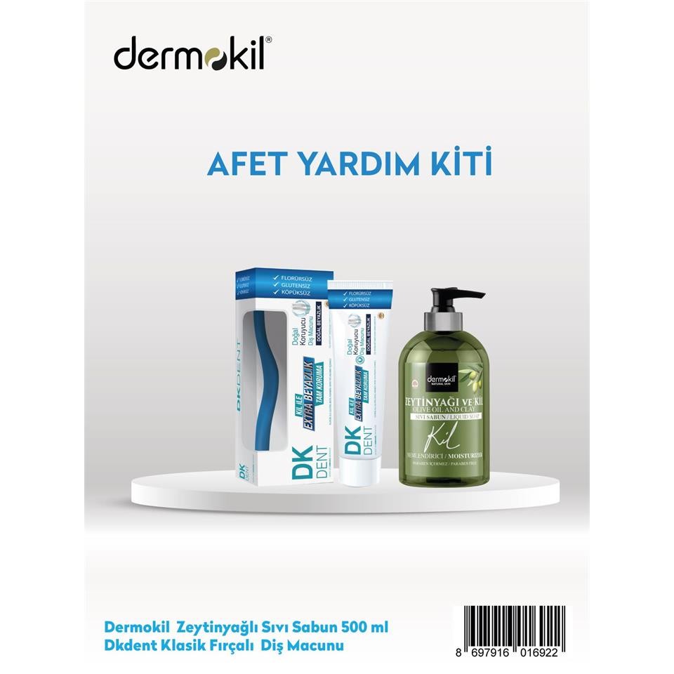 Afet Yardım Kiti  (500 ml Zeytinyağlı Sıvı Sabun + 75 ml Fırçalı Klasik Diş Macunu)