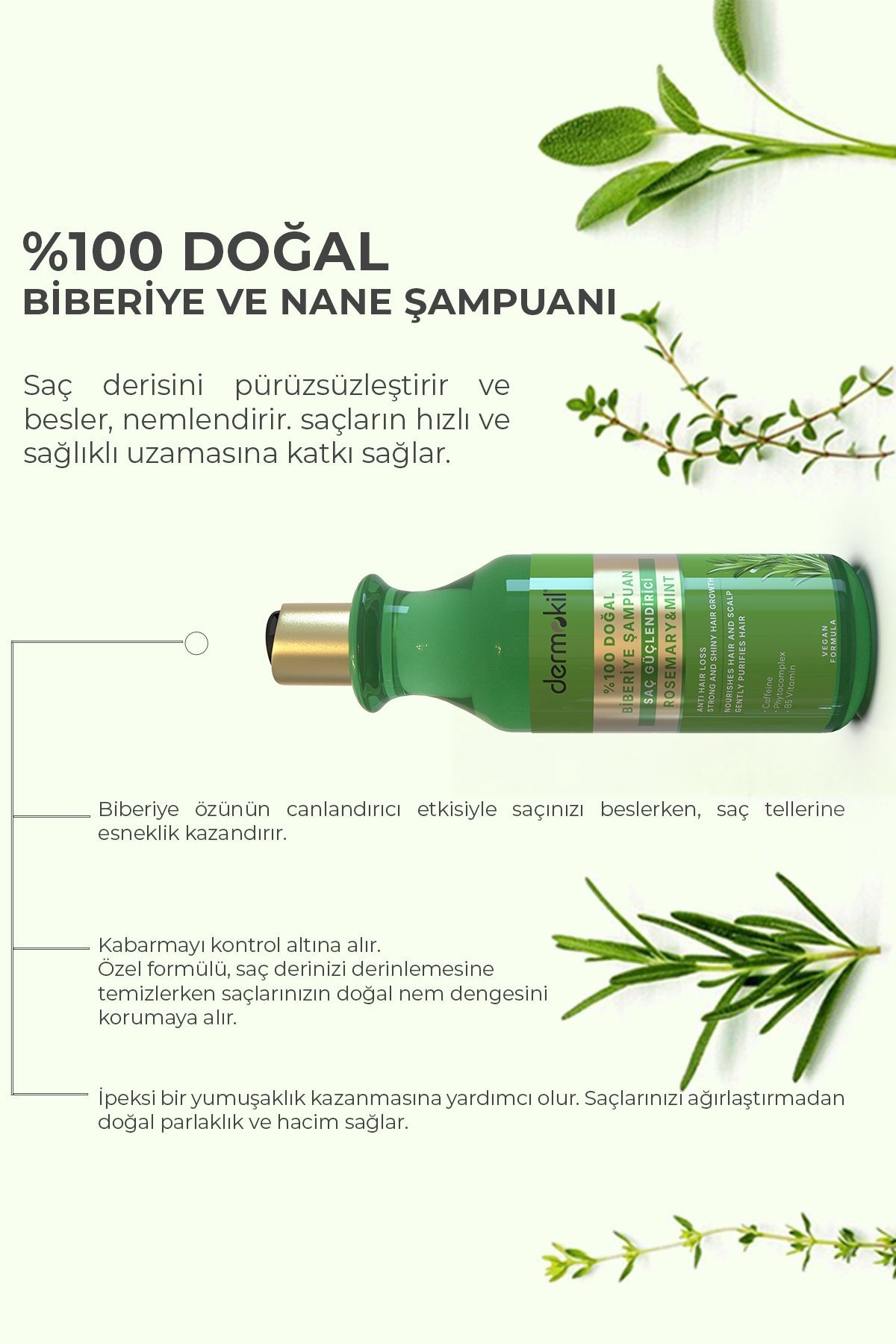 %100 Doğal Biberiye Saç Güçlendirici Şampuan 400ml