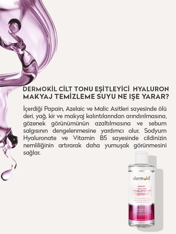 Cilt Tonu Eşitleyici  Hyaluron Micellar Makyaj Temizleme Suyu 400 ml