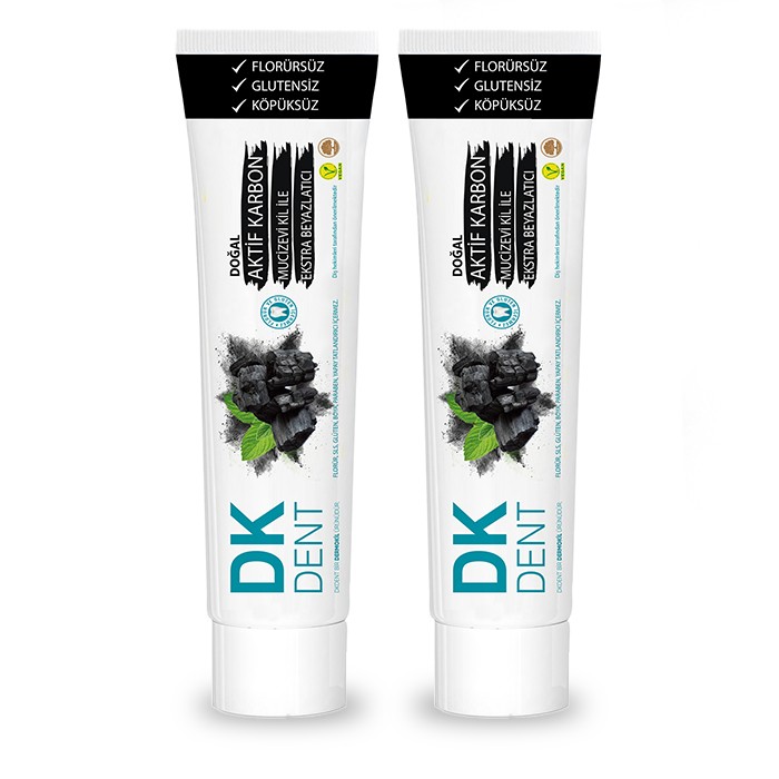 DK DENT AKTİF KARBON FLORURSÜZ DİŞ MACUNU 75 ML 2'Lİ SET