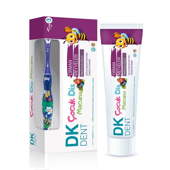 DKDENT Forest Fruits Floorureless Children's Toothpaste 50 ML Toothbrush Gift