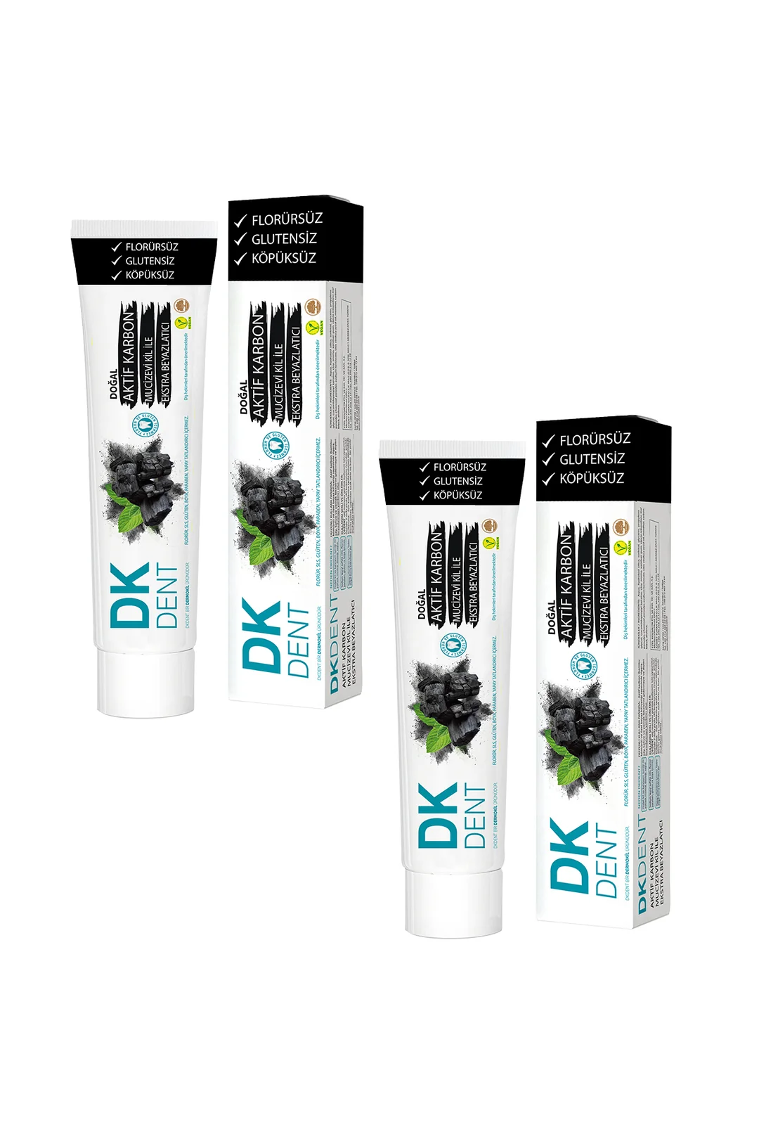 Aktif Karbon Florürsüz Diş Macunu 75 ml 2'li Set