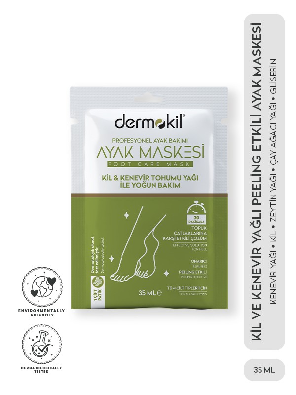 Kil ve Kenevir Yağlı Peeling Etkili Ayak Maskesi 35 ml