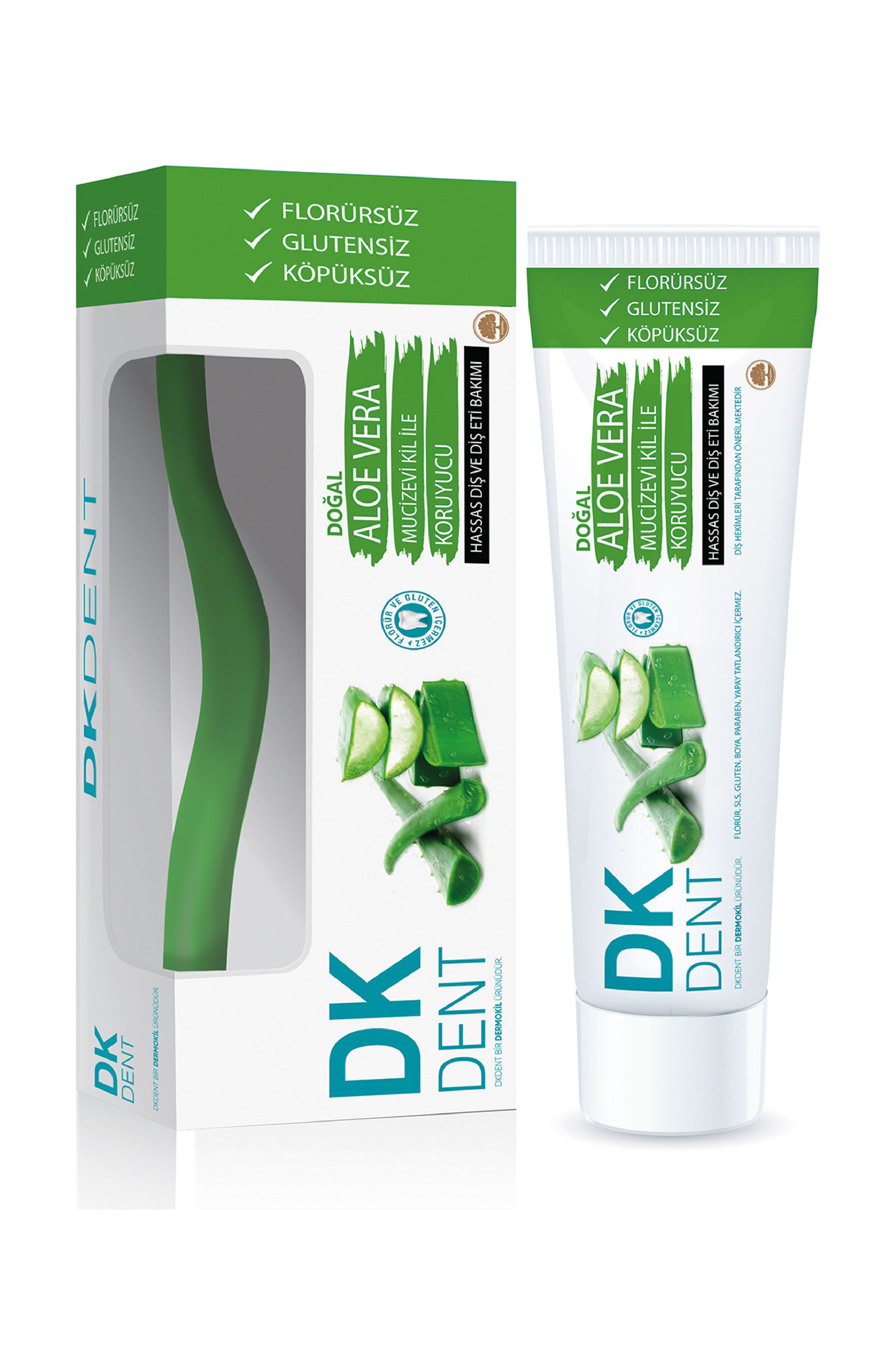 DKDENT Aloe Vera Extract Fluoride Floorless toothpaste 75 ml toothbrush gift