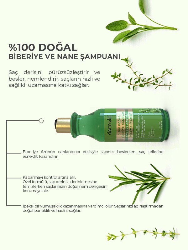 %100 Doğal Biberiye Saç Güçlendirici Şampuan 400 ml