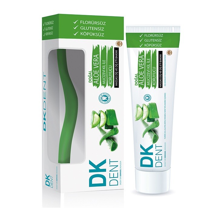 DKDENT Aloe Vera Extract Fluoride Floorless toothpaste 75 ml toothbrush gift