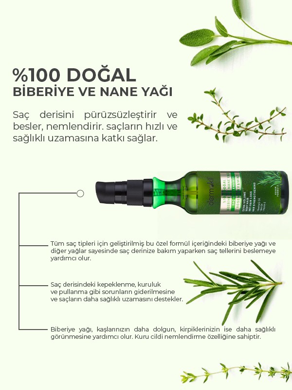 DERMOKİL %100 Doğal Biberiye ve Nane Yağı 75 ml