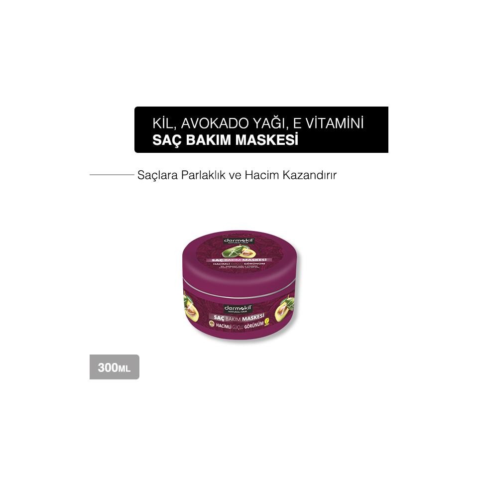 Dermokil Vegan clay, avocado and vitamin E natural hair mask 300 ml