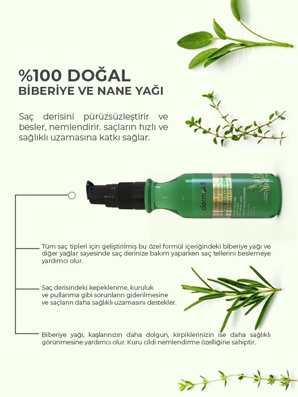 %100 Doğal Biberiye ve Nane Suyu Saç Bakım Serisi