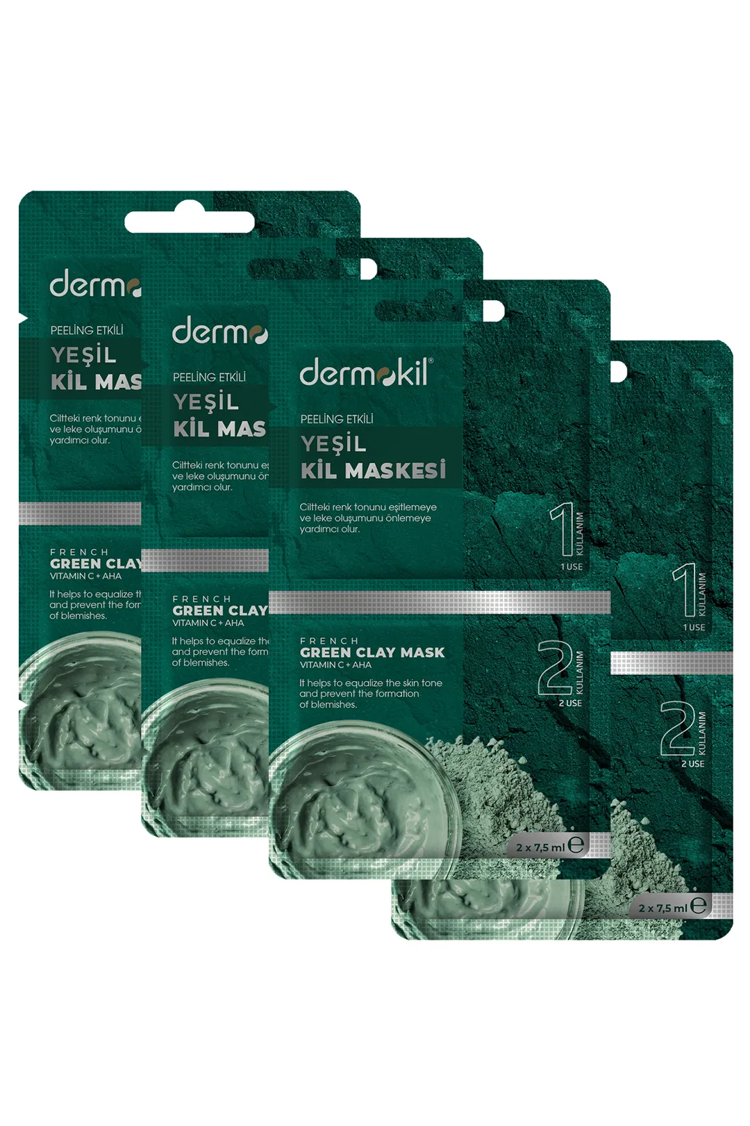 Peeling Etkili Yeşil Kil Maskesi 2 x 7,5 ml 4'lü Set