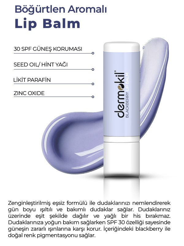 Blackberry Böğürtlen Aromalı Nemlendirici Lip Balm 30 SPF