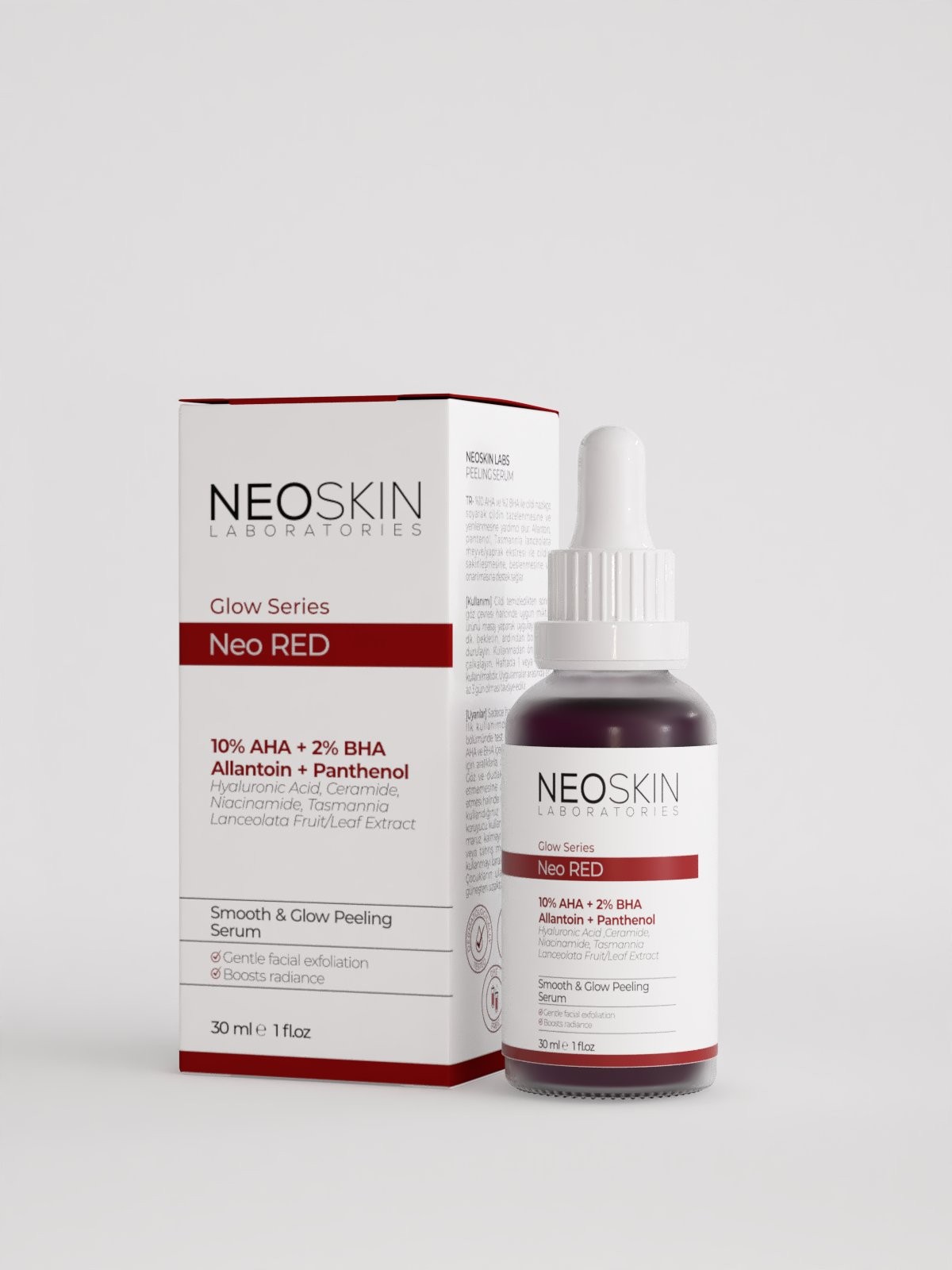 Neo Red Serum- Yenileyici, Pürüzsüzleştirici, Işıltı arttırıcı Peeling Serum 30 ml