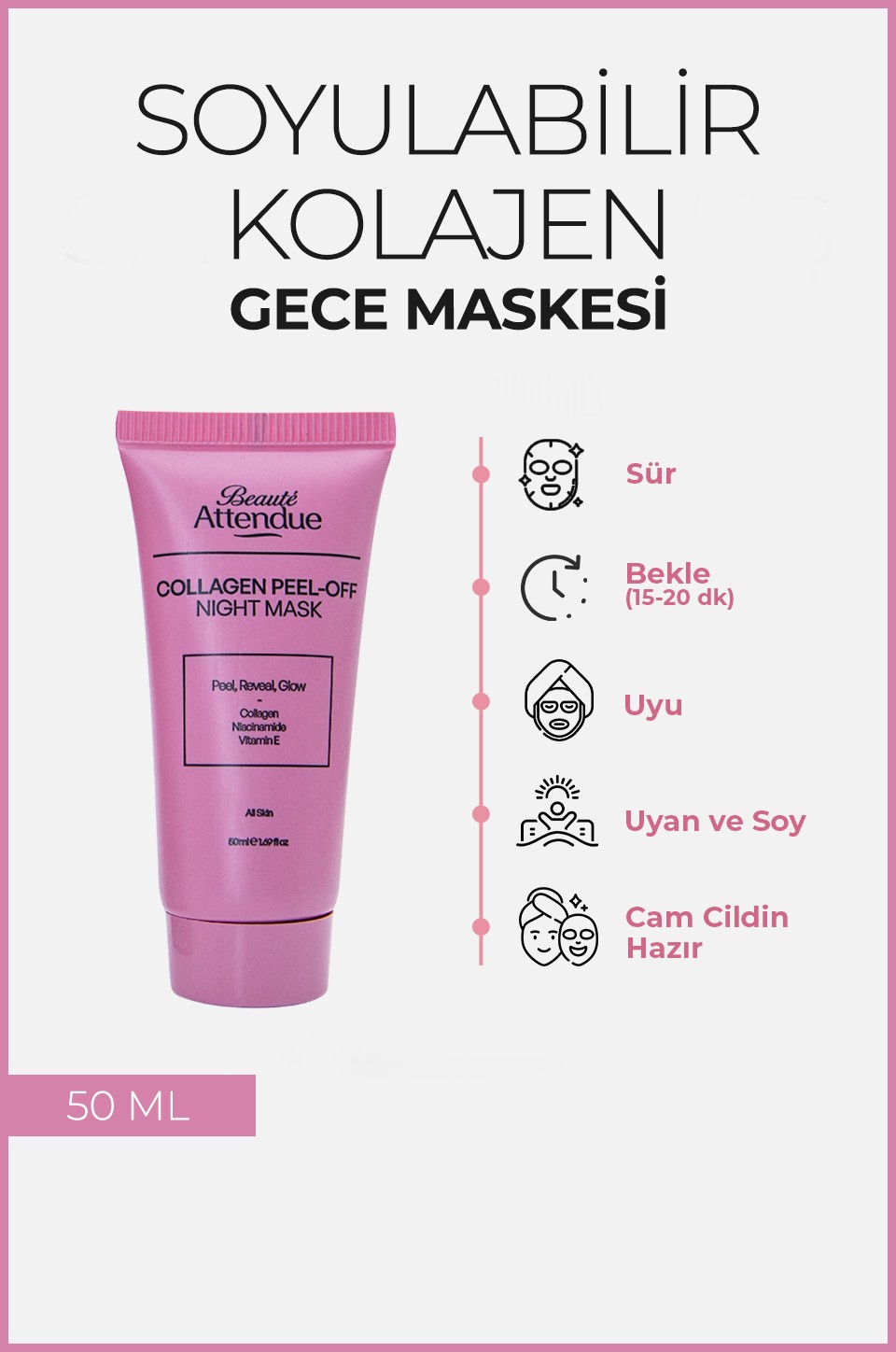 Collagen Peel-Off Night Mask – Soyulabilir Kolajen Gece Maskesi | Niasinamid & E Vitamini İçerikli 