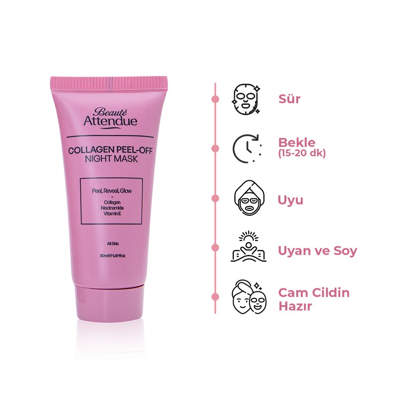 Collagen Peel-Off Night Mask – Peelable Collagen Night Mask with Niacinamide & Vitamin E