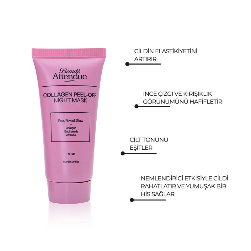 Collagen Peel-Off Night Mask – Peelable Collagen Night Mask with Niacinamide & Vitamin E