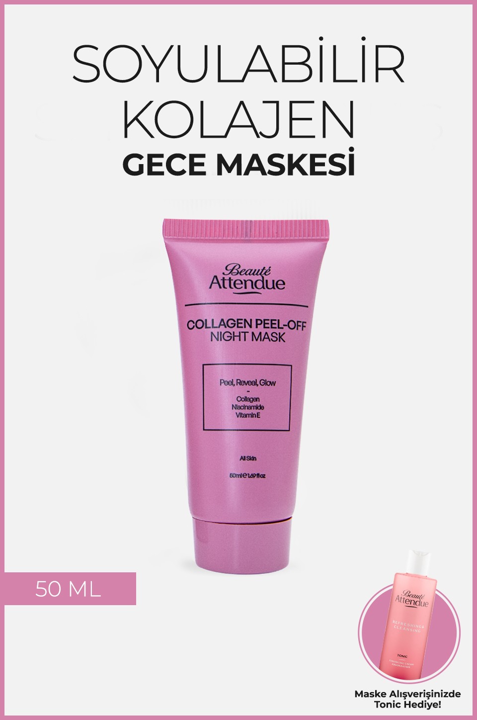 Collagen Peel-Off Night Mask – Soyulabilir Kolajen Gece Maskesi | Niasinamid & E Vitamini İçerikli 