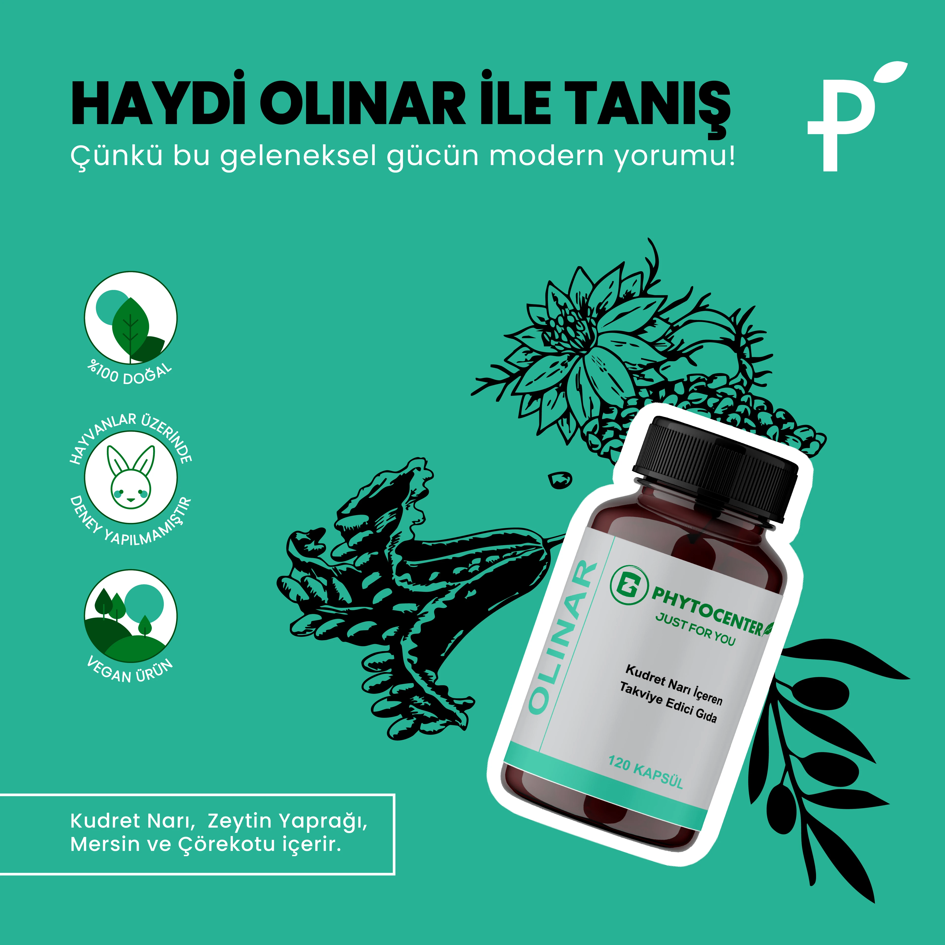 OLINAR Kudret Narı ve Zeytin Yaprağı İçeren Takviye Edici Gıda 120 Kapsül