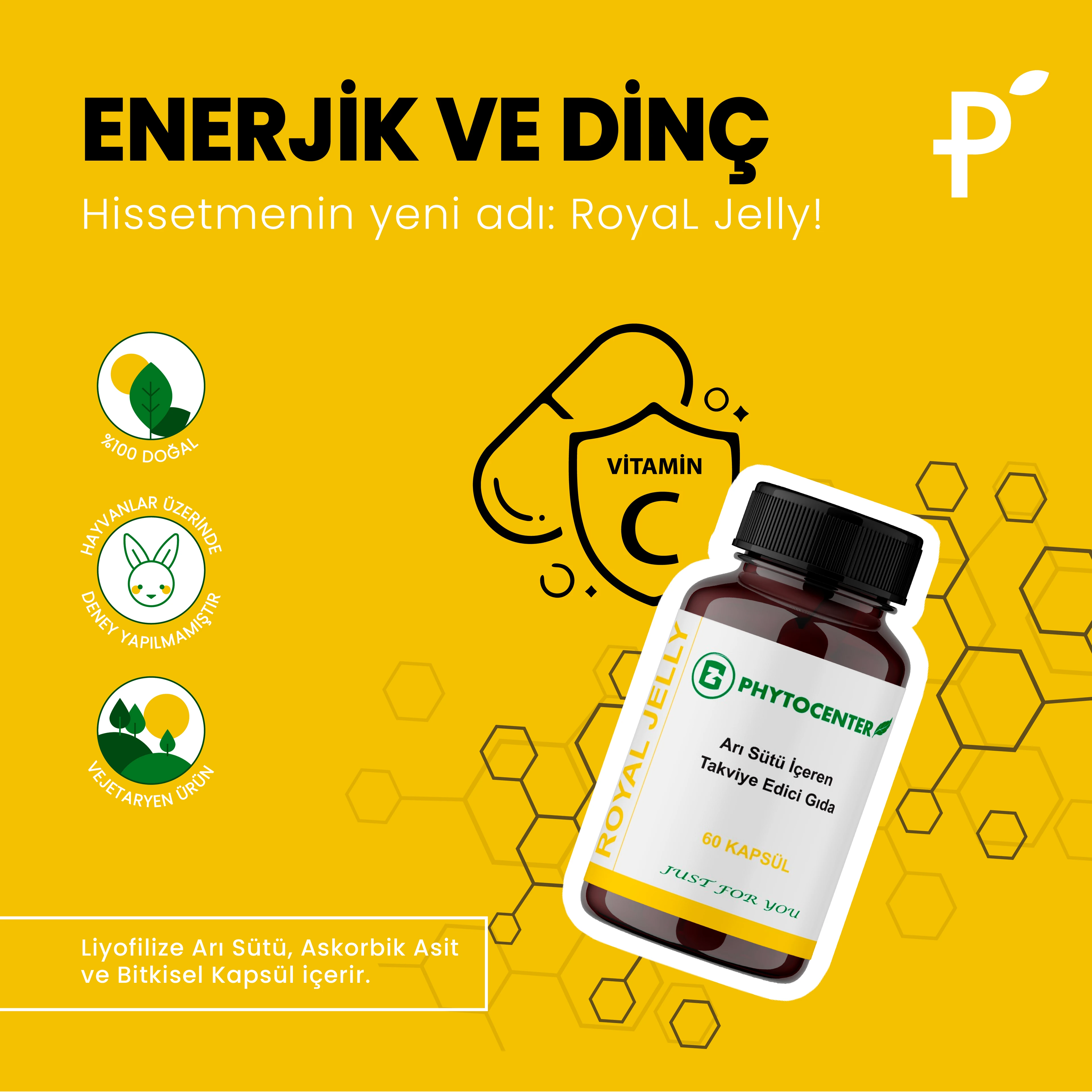 Royal Jelly Arı Sütü İçeren Takviye Edici Gıda 60 Kapsül