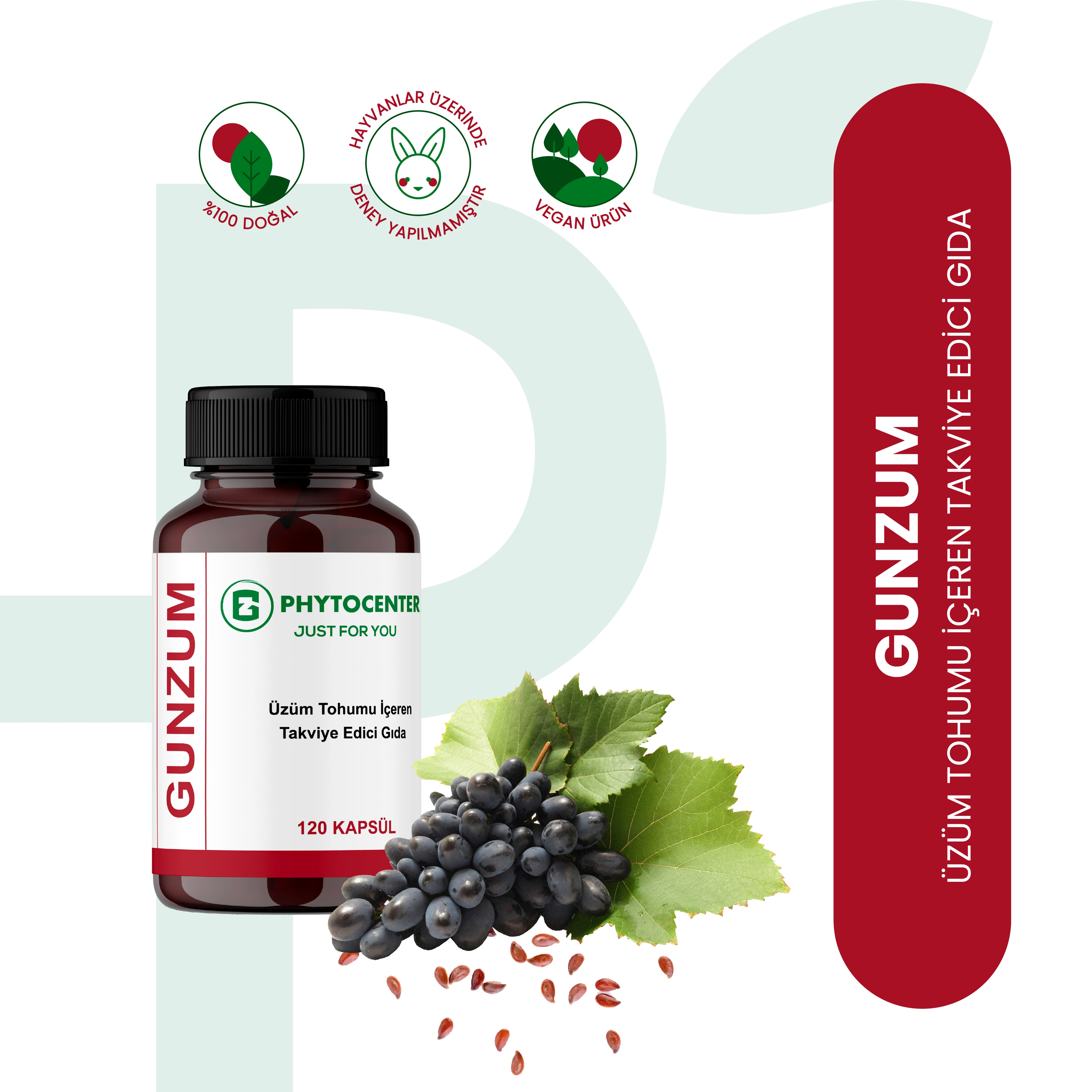 GUNZUM Üzüm Çekirdeği ve Günlük İçeren Takviye Edici Gıda 120 Kapsül