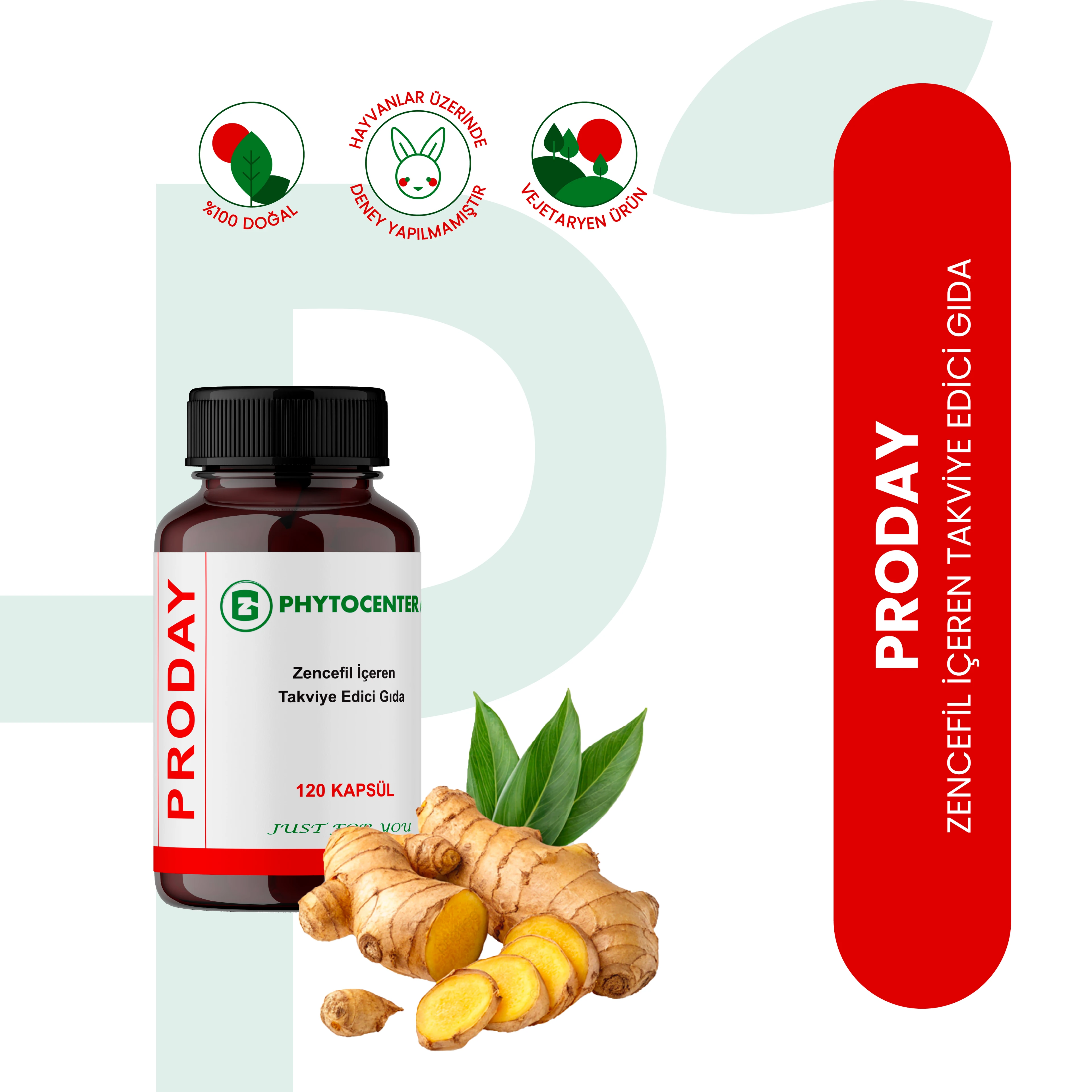PRODAY Propolis, Zencefil ve C Vitamini İçeren Takviye Edici Gıda 120 Kapsül 