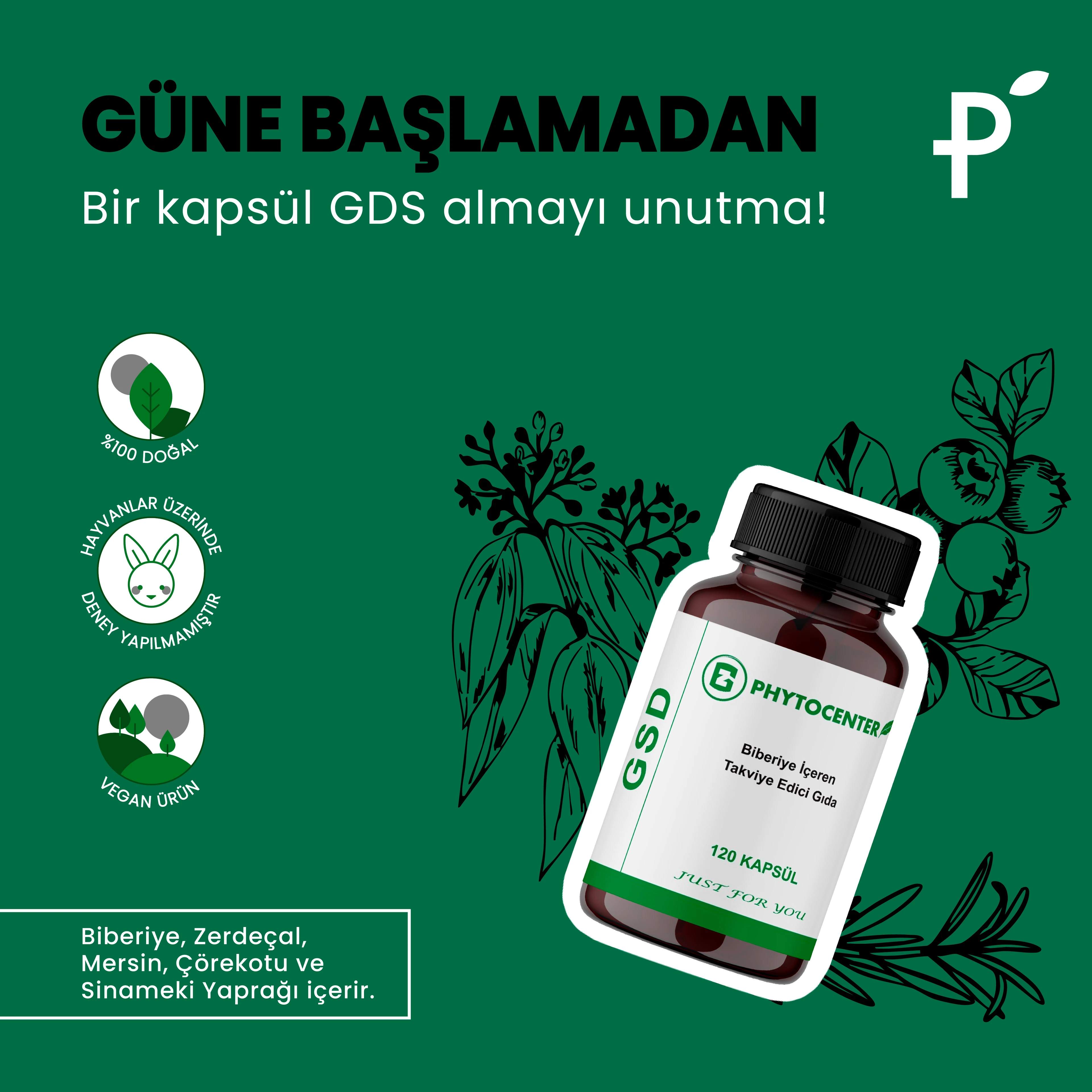 GSD Mersin ve Biberiye İçeren Takviye Edici Gıda 120 Kapsül